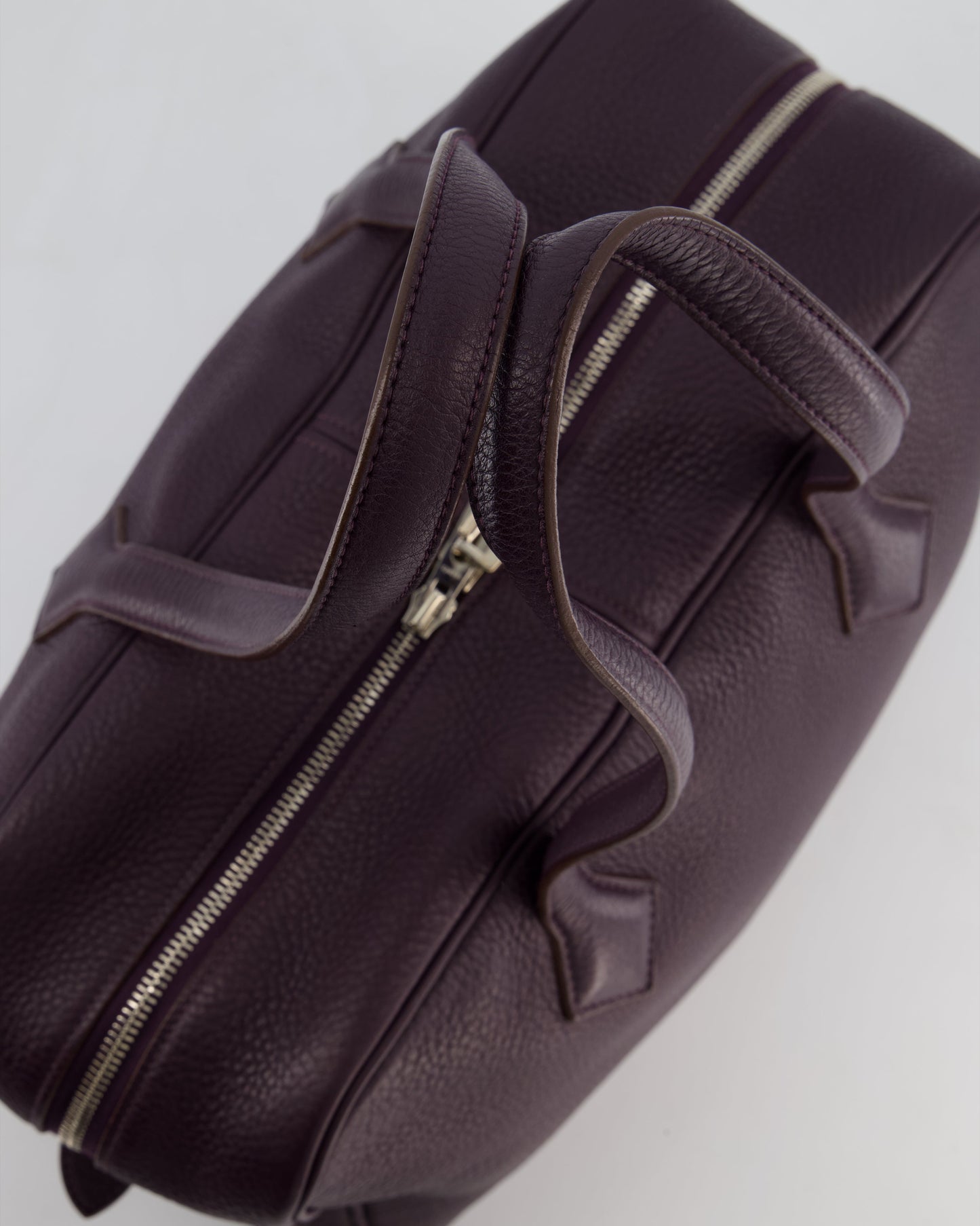 Hermes Victoria II 35cm Bag in Raisin Clemence Leather with Palladium Hardware