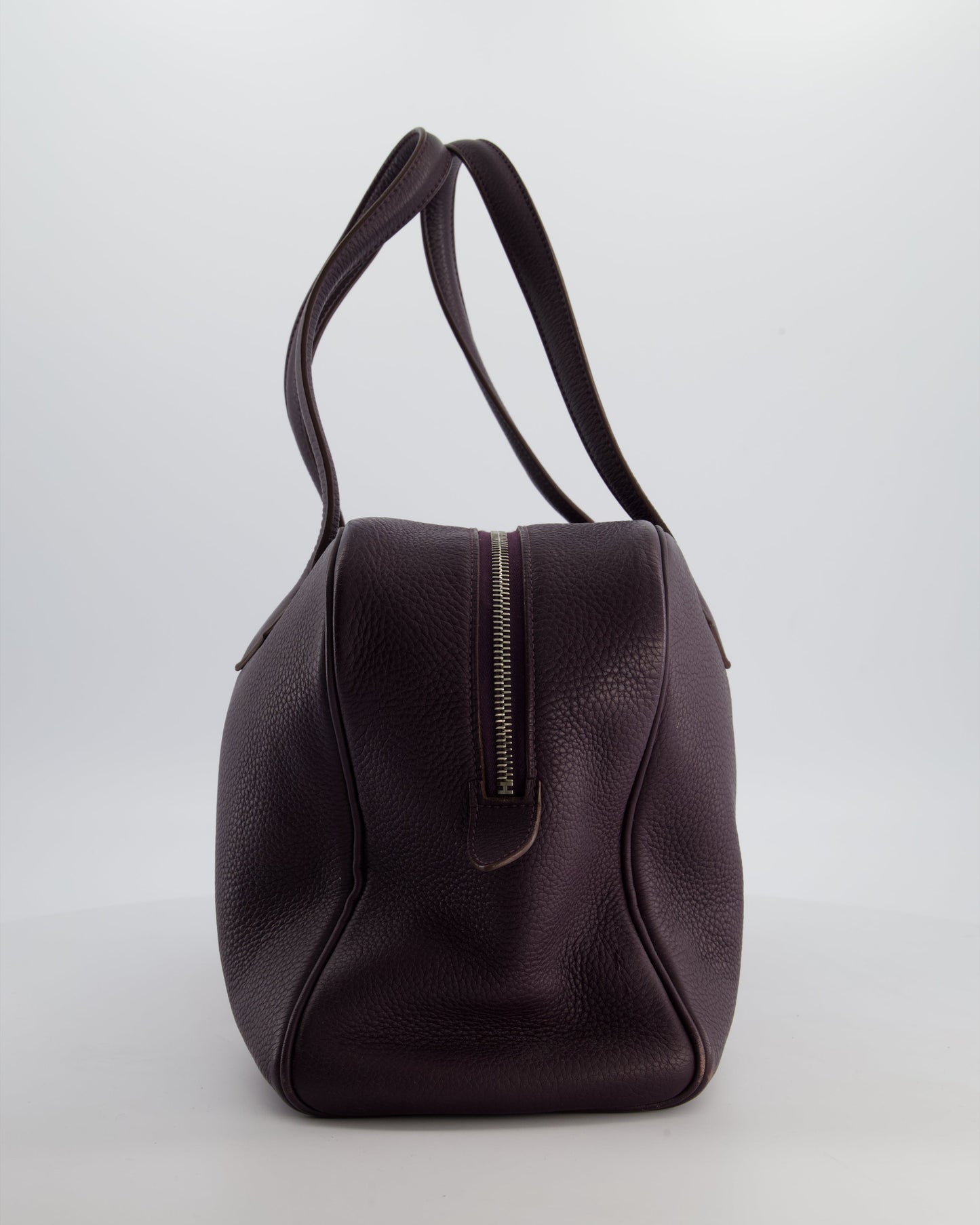 Hermes Victoria II 35cm Bag in Raisin Clemence Leather with Palladium Hardware