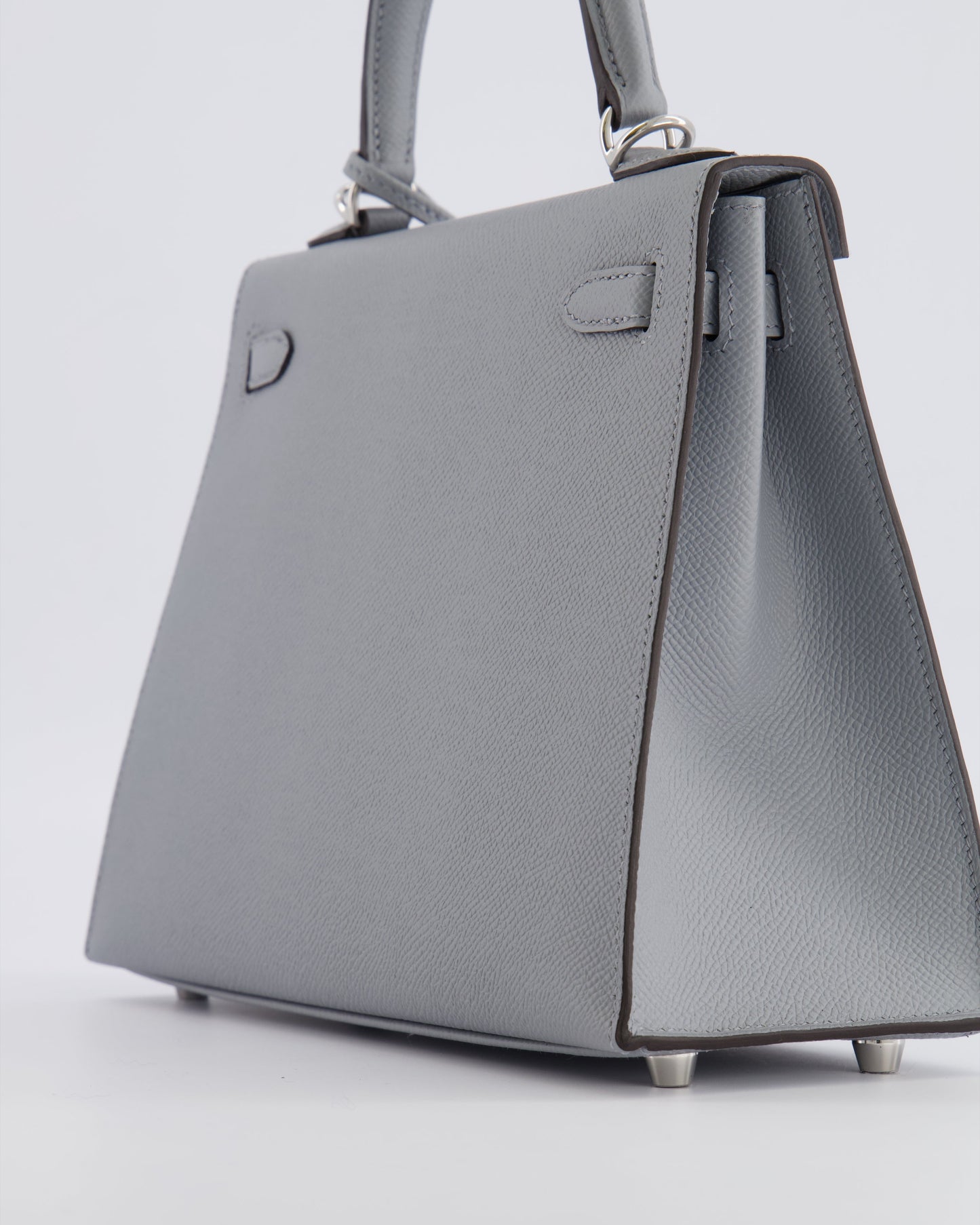 Hermes Kelly 25 Sellier Bag in Gris Pantin Epsom Leather with Palladium Hardware