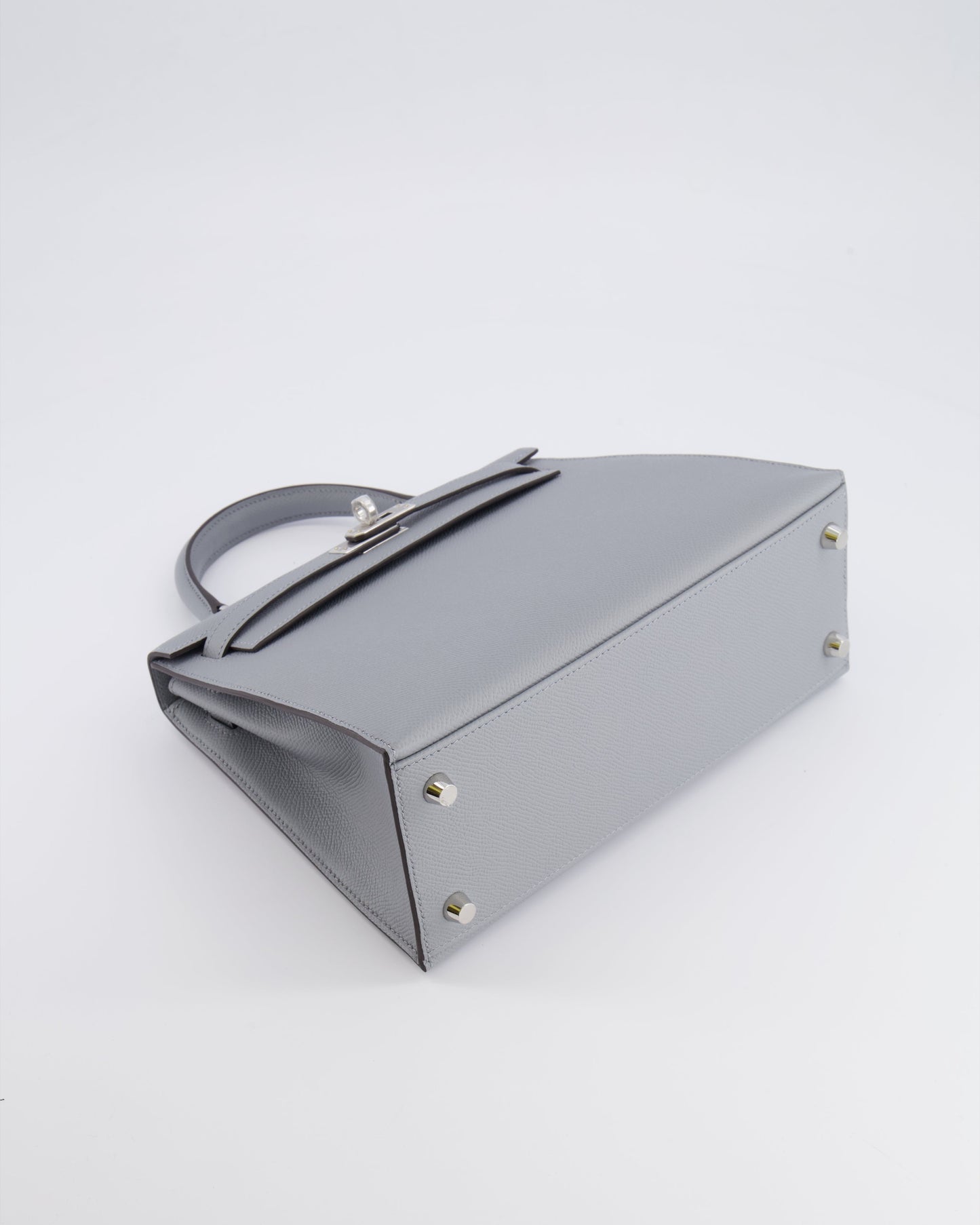 Hermes Kelly 25 Sellier Bag in Gris Pantin Epsom Leather with Palladium Hardware