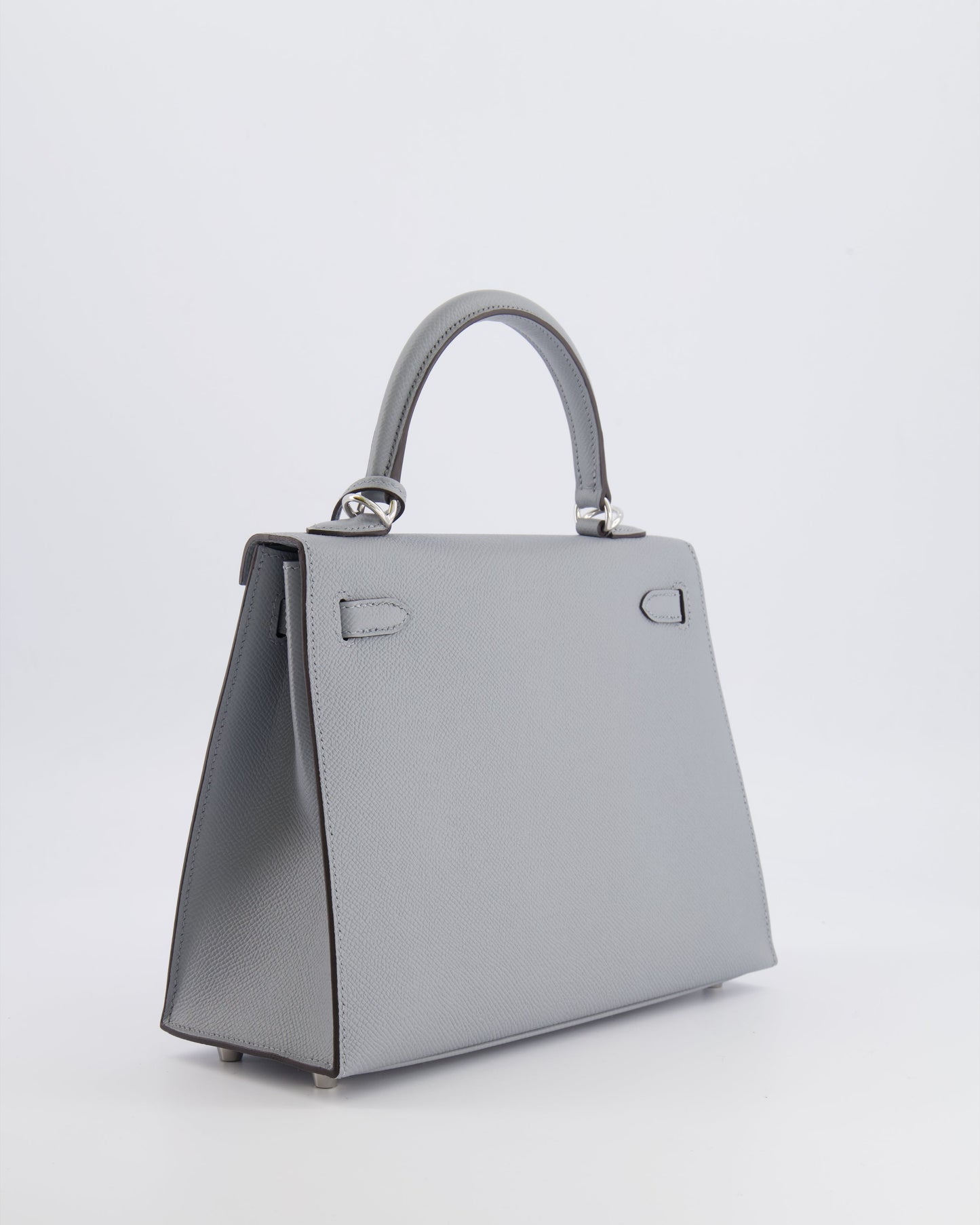 Hermes Kelly 25 Sellier Bag in Gris Pantin Epsom Leather with Palladium Hardware