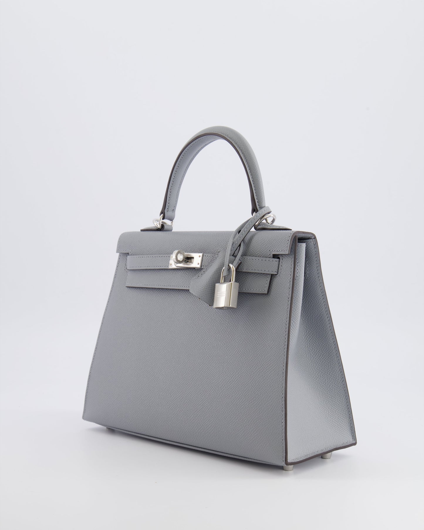 Hermes Kelly 25 Sellier Bag in Gris Pantin Epsom Leather with Palladium Hardware