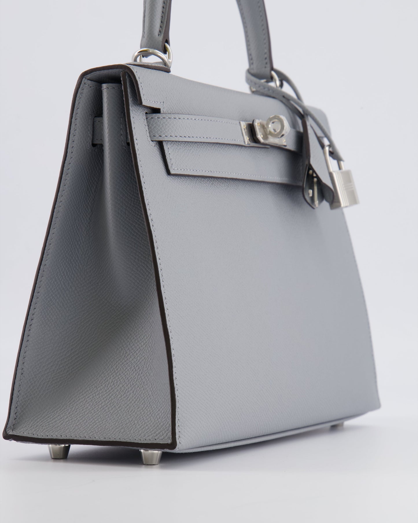 Hermes Kelly 25 Sellier Bag in Gris Pantin Epsom Leather with Palladium Hardware