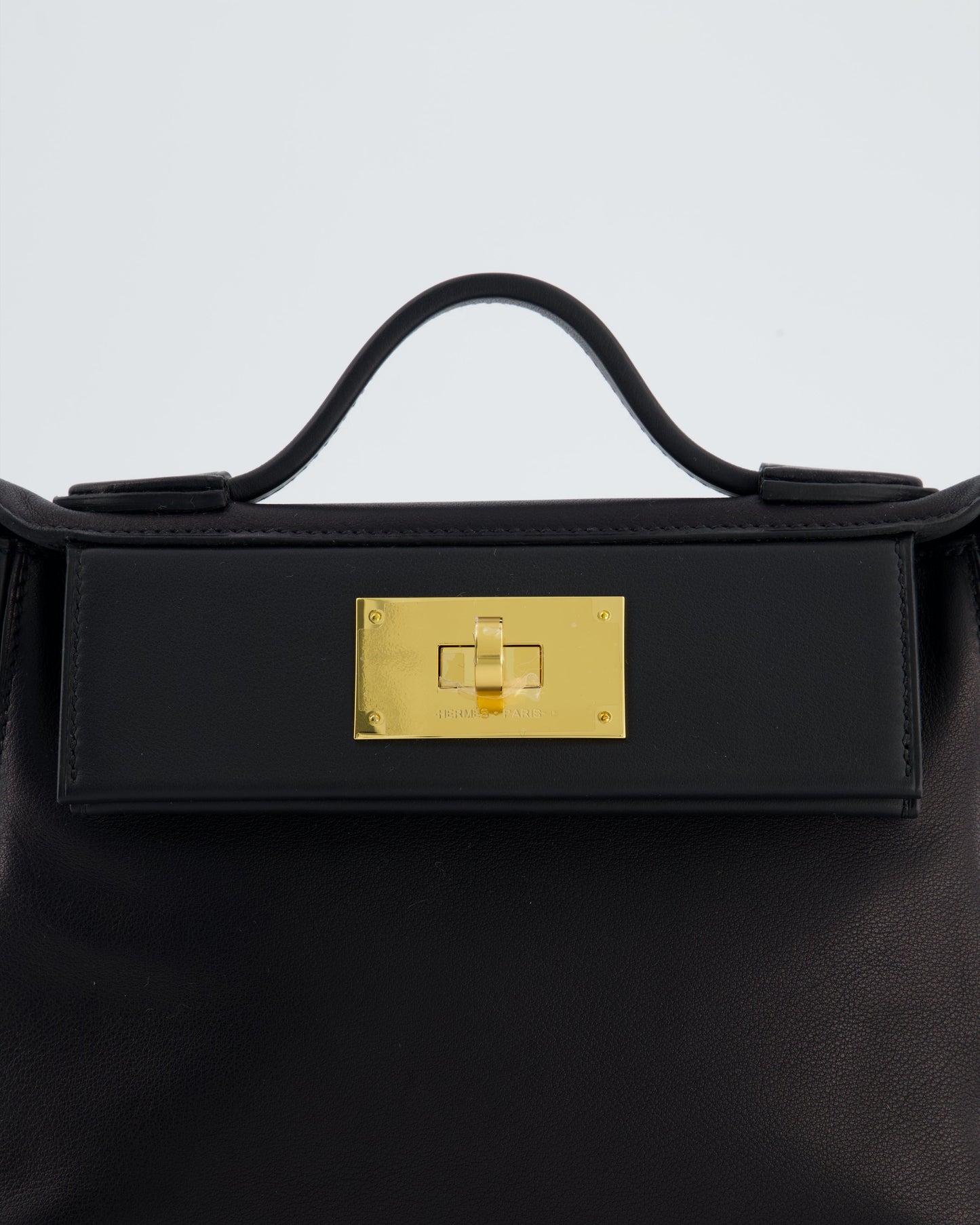 *RARE* Hermes 24/24 21 Bag in Noir Volupto and Noir Swift Leather with Gold Hardware