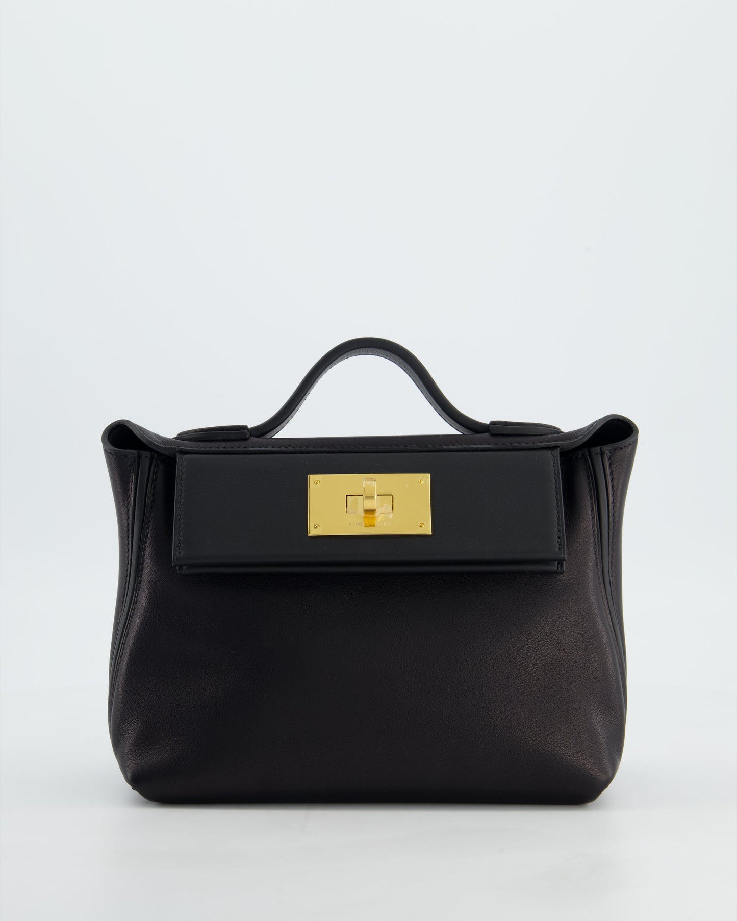 *RARE* Hermes 24/24 21 Bag in Noir Volupto and Noir Swift Leather with Gold Hardware