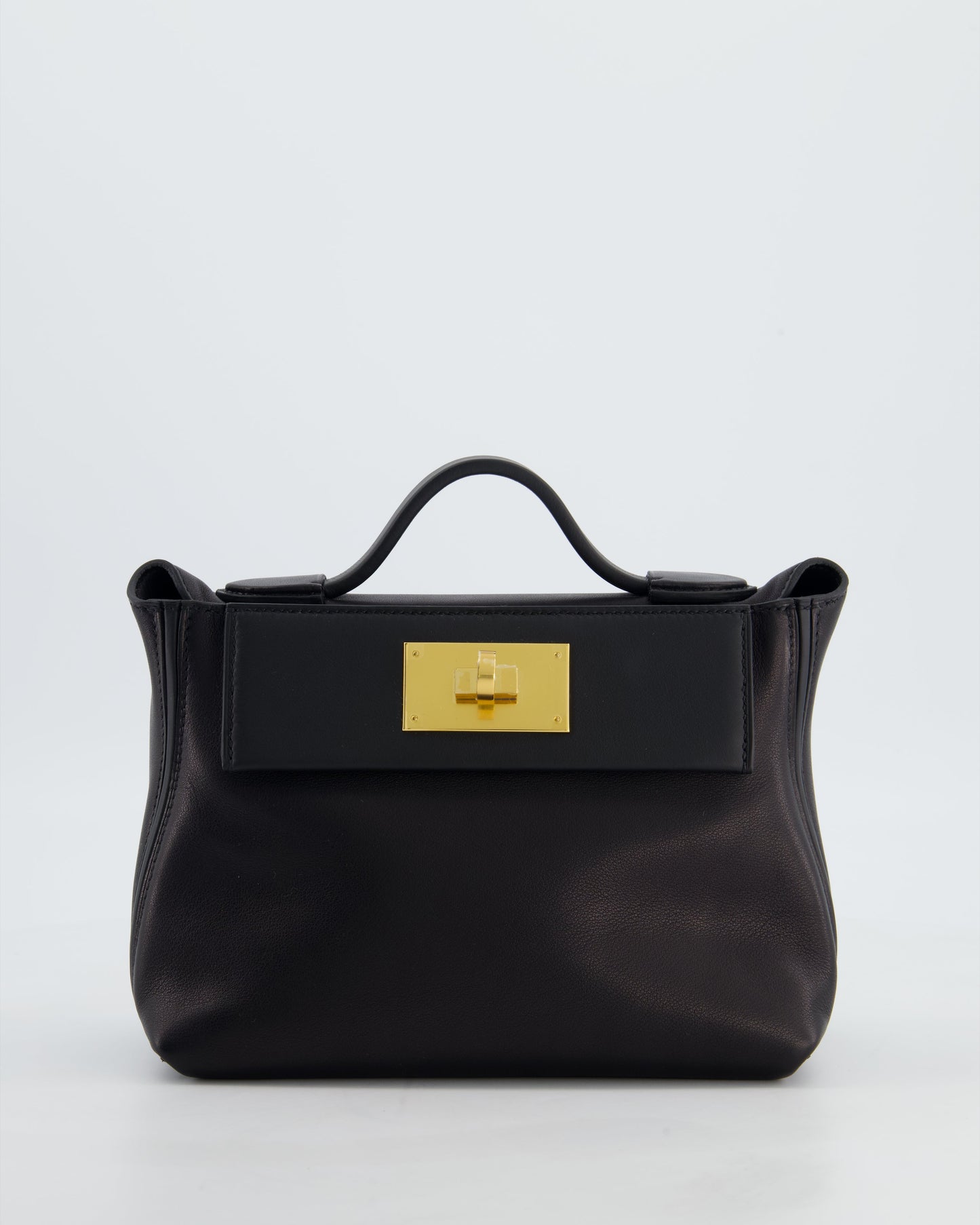 *RARE* Hermes 24/24 21 Bag in Noir Volupto and Noir Swift Leather with Gold Hardware