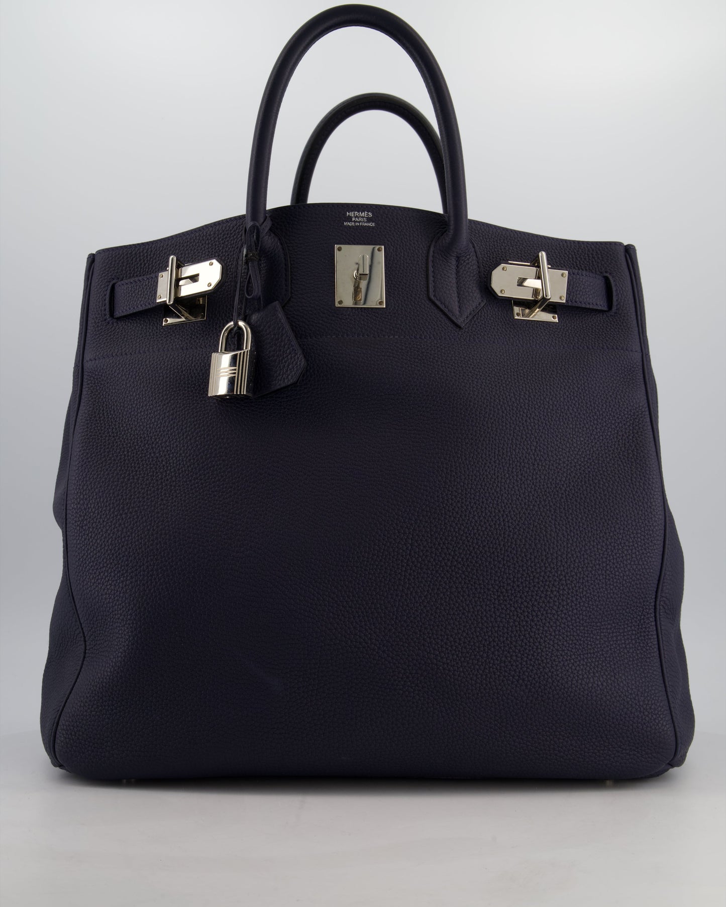 *RARE* Hermes HAC Bag 40 in Bleu Abysse Togo Leather With Palladium Hardware