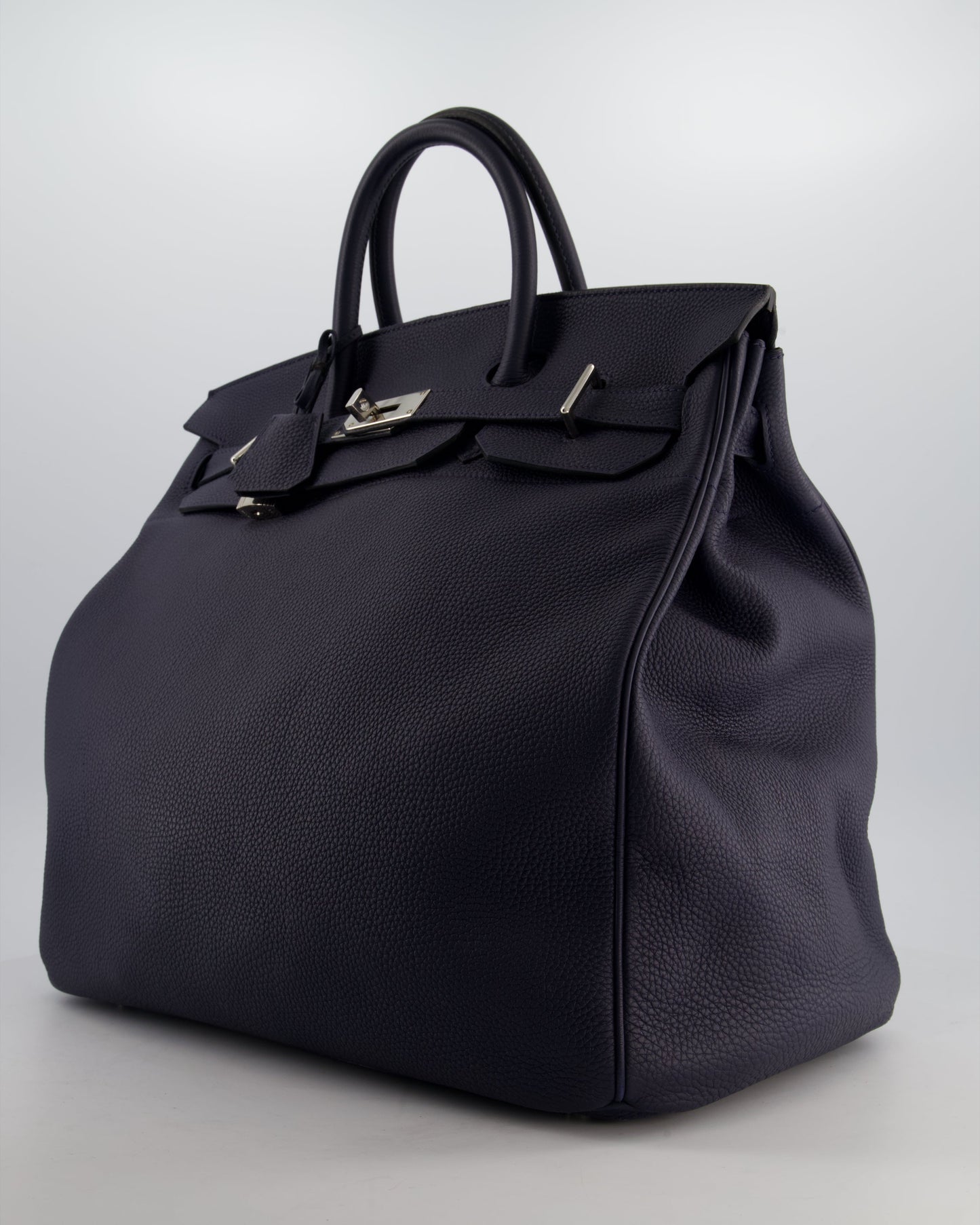 *RARE* Hermes HAC Bag 40 in Bleu Abysse Togo Leather With Palladium Hardware