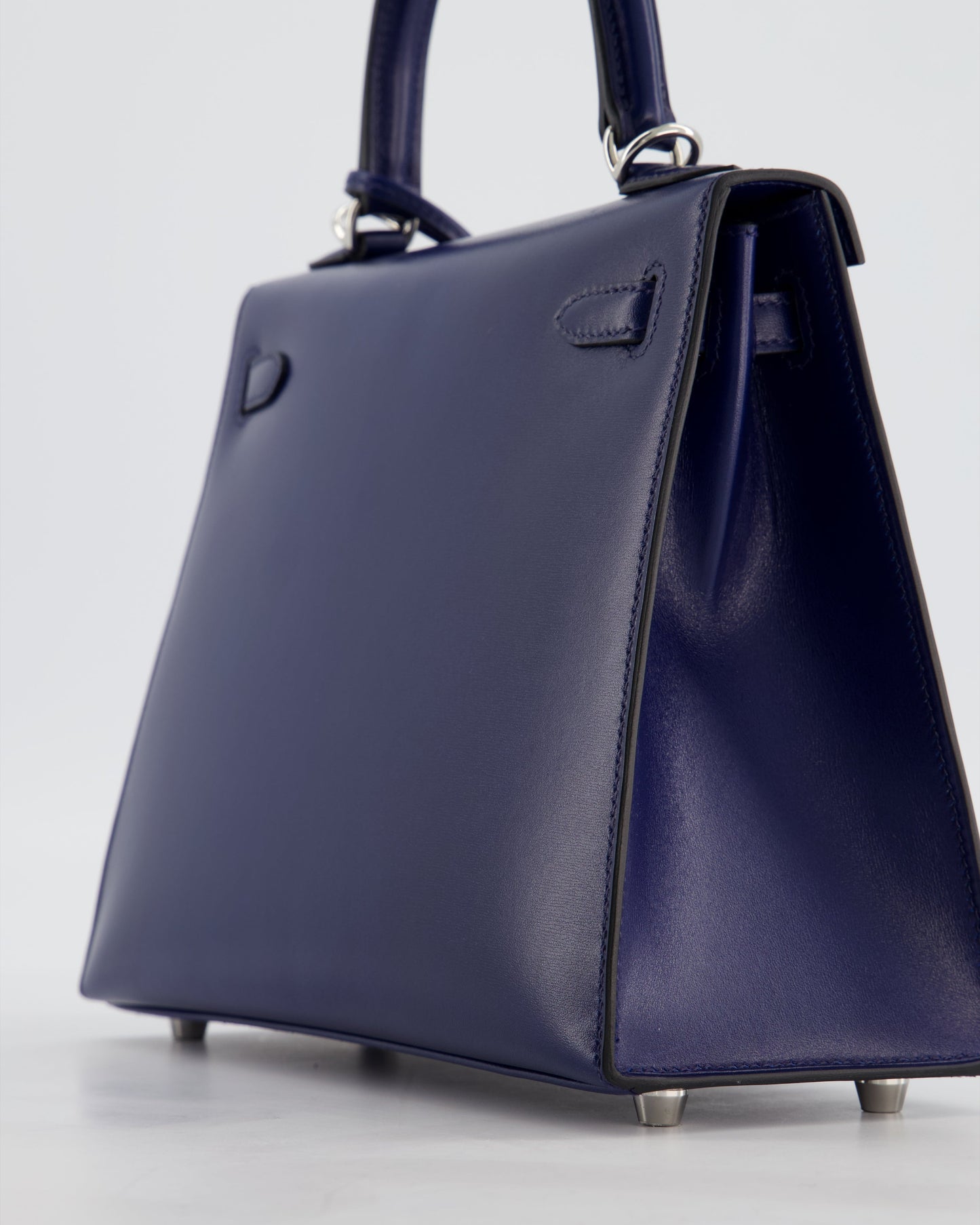 *RARE* Hermes Kelly 25 Sellier Bag in Bleu Saphir Box Leather with Palladium Hardware