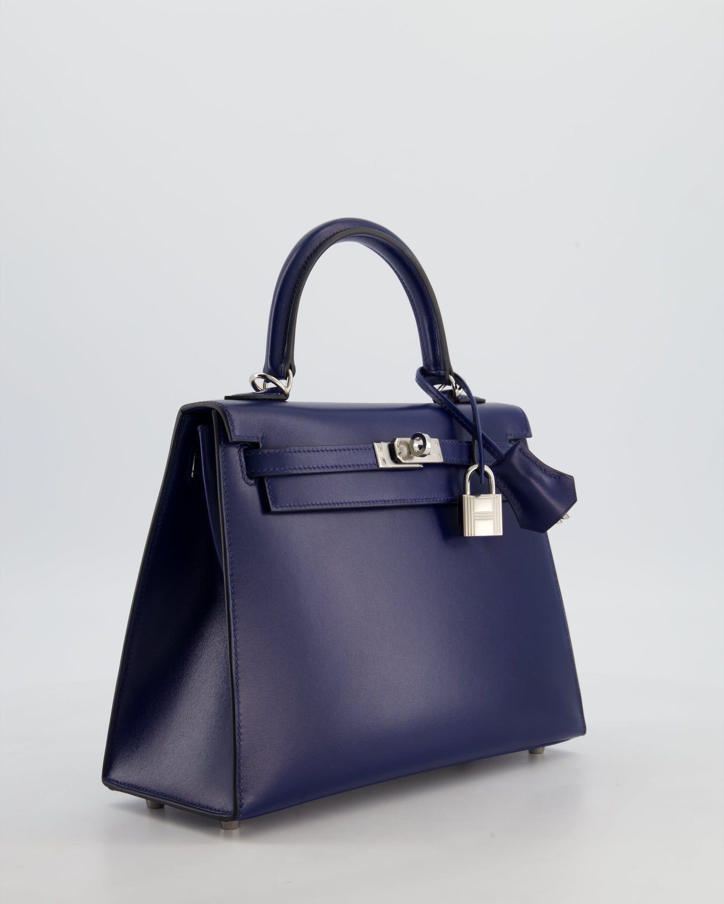 *RARE* Hermes Kelly 25 Sellier Bag in Bleu Saphir Box Leather with Palladium Hardware