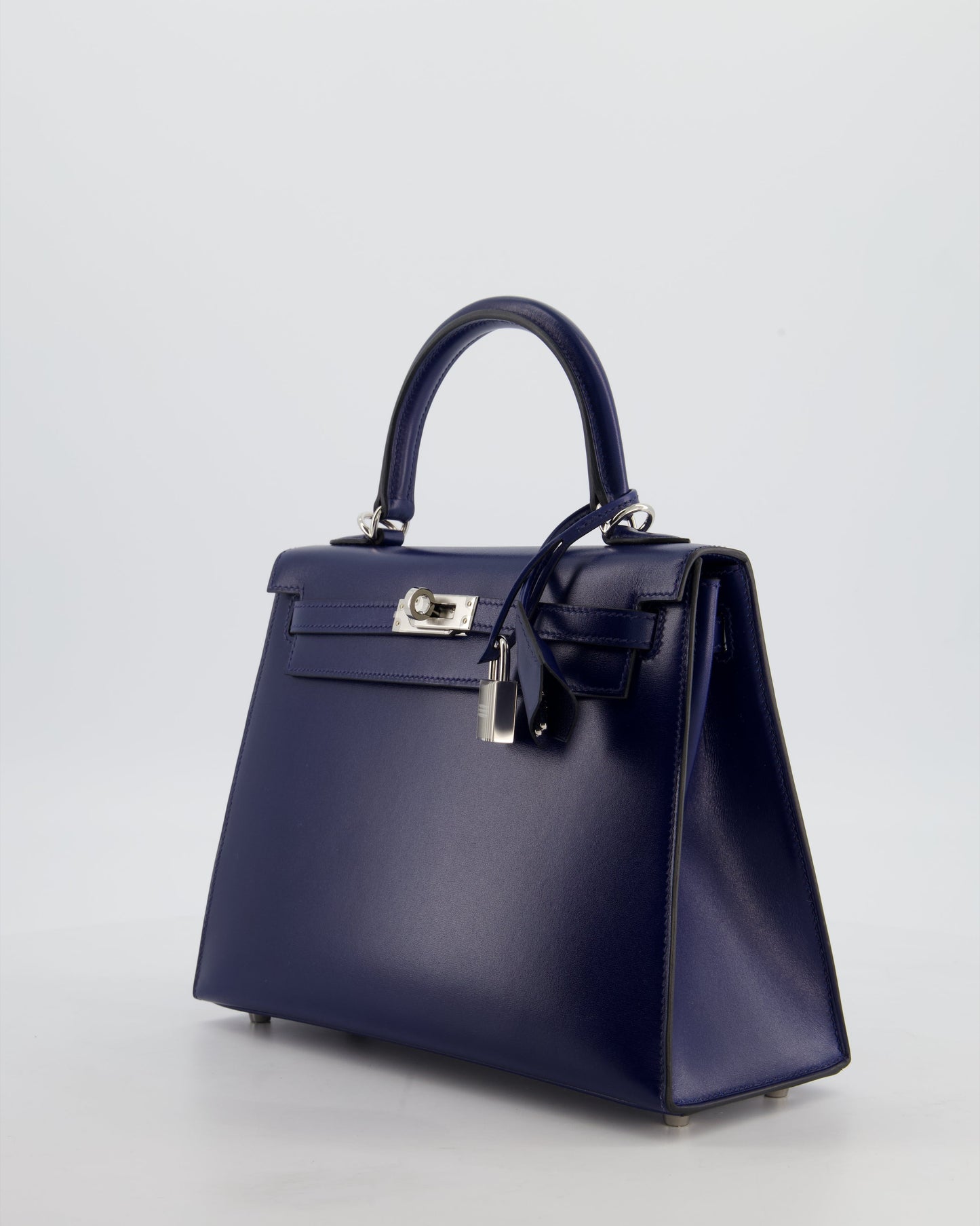 *RARE* Hermes Kelly 25 Sellier Bag in Bleu Saphir Box Leather with Palladium Hardware