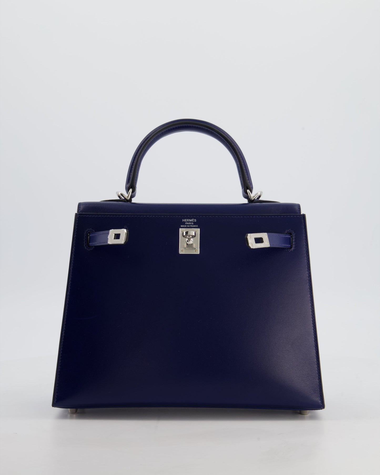 *RARE* Hermes Kelly 25 Sellier Bag in Bleu Saphir Box Leather with Palladium Hardware