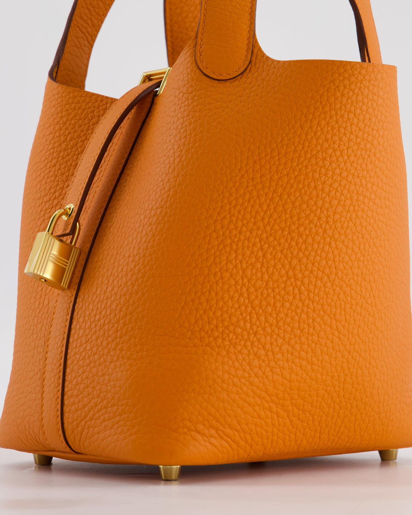 *HOT & RARE* Hermes Picotin Lock 18 Bag in Orange H Taurillon Clemence Leather with Gold Hardware