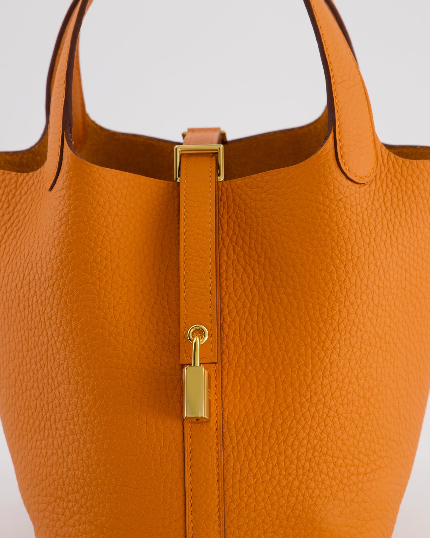 *HOT & RARE* Hermes Picotin Lock 18 Bag in Orange H Taurillon Clemence Leather with Gold Hardware