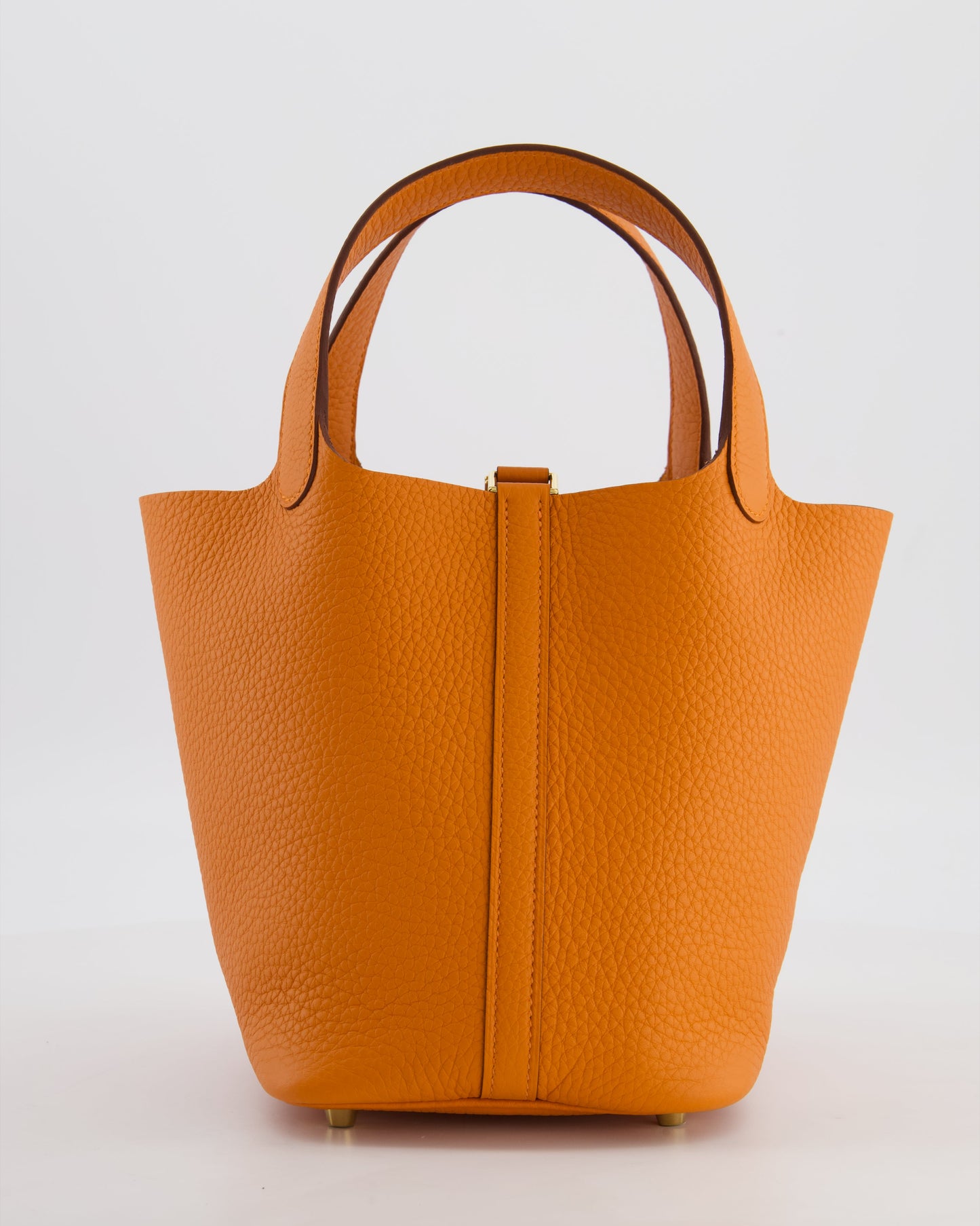 *HOT & RARE* Hermes Picotin Lock 18 Bag in Orange H Taurillon Clemence Leather with Gold Hardware