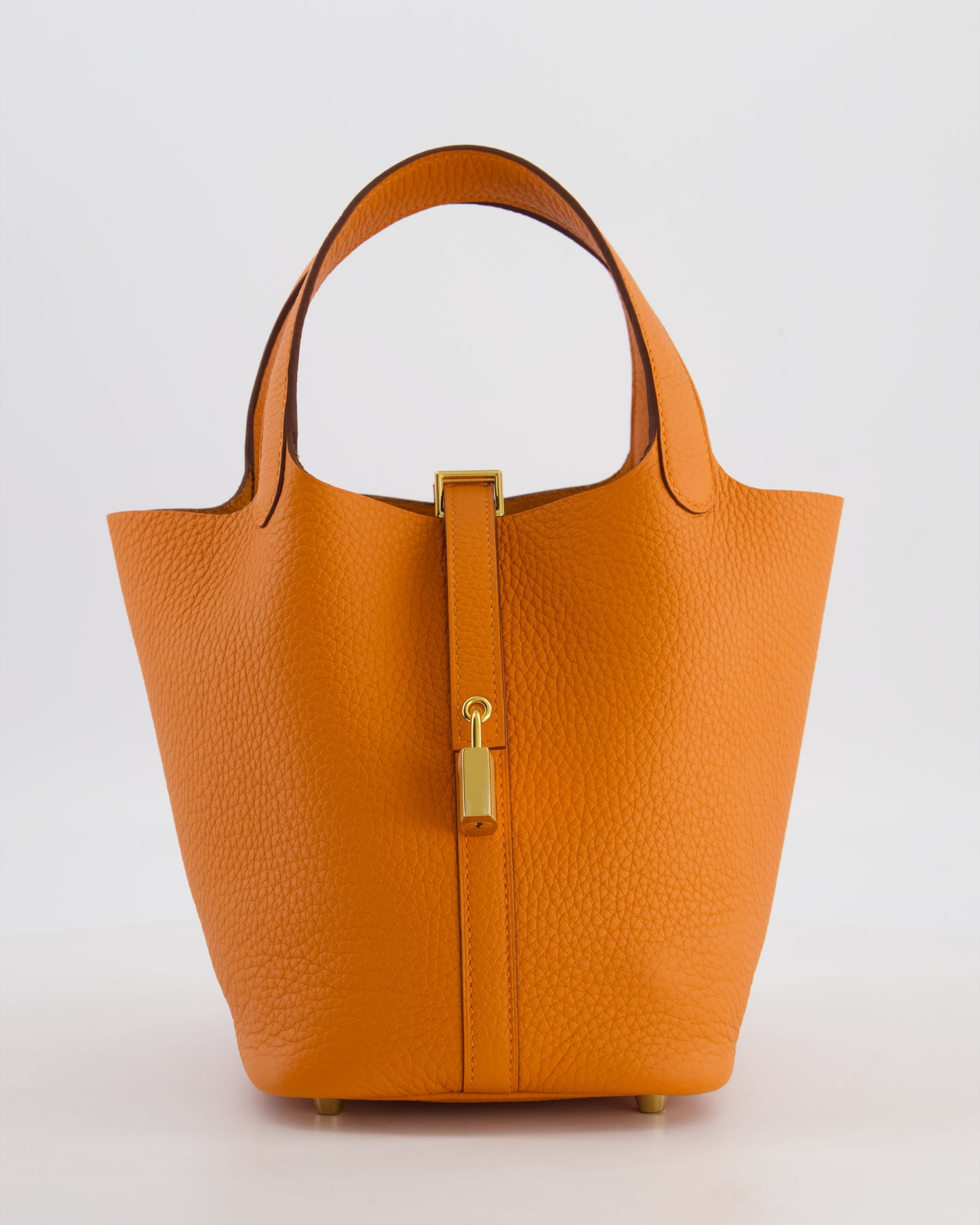 *HOT & RARE* Hermes Picotin Lock 18 Bag in Orange H Taurillon Clemence Leather with Gold Hardware