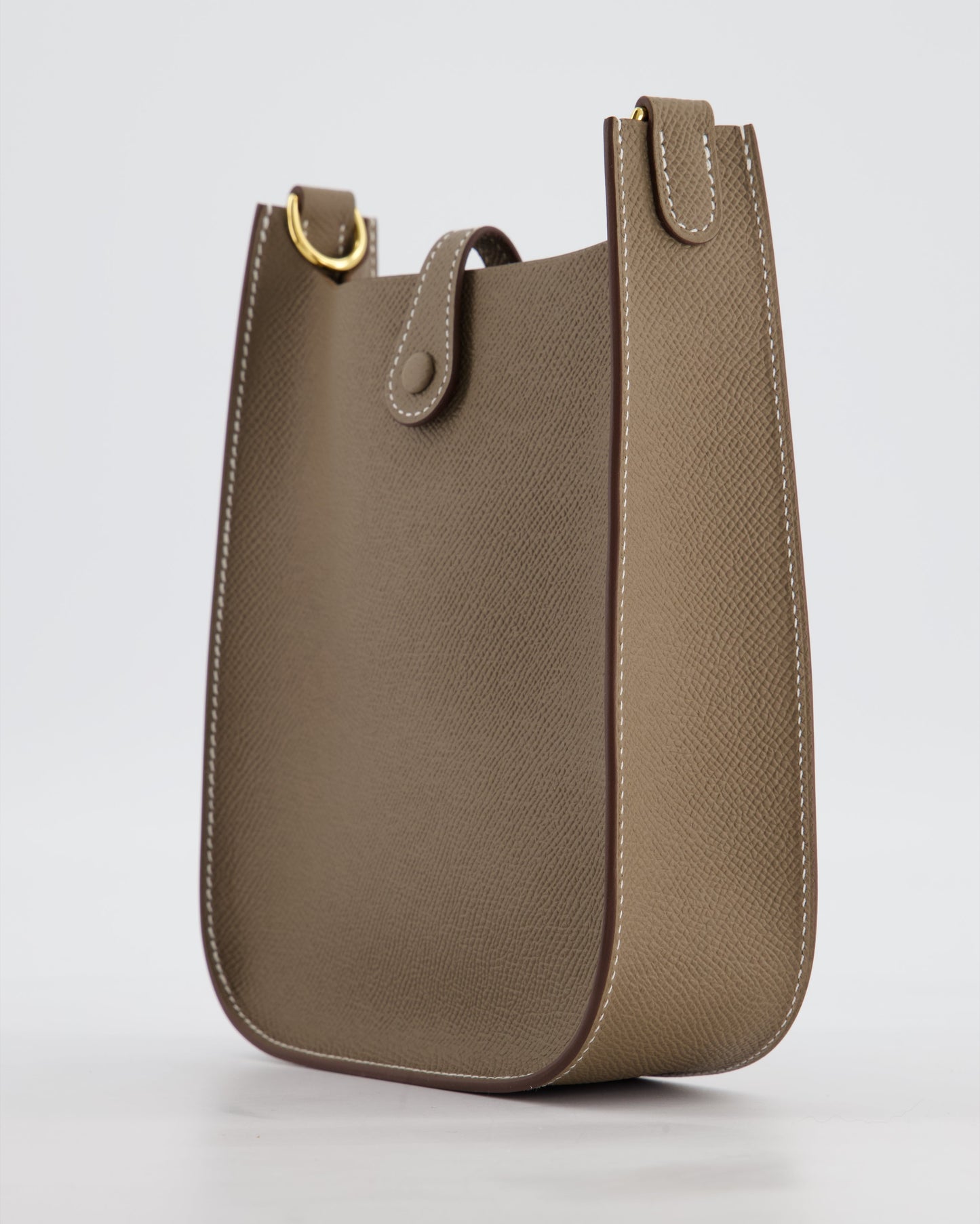 Hermes Mini Evelyne Sellier Bag in Etoupe Epsom Leather with Gold Hardware
