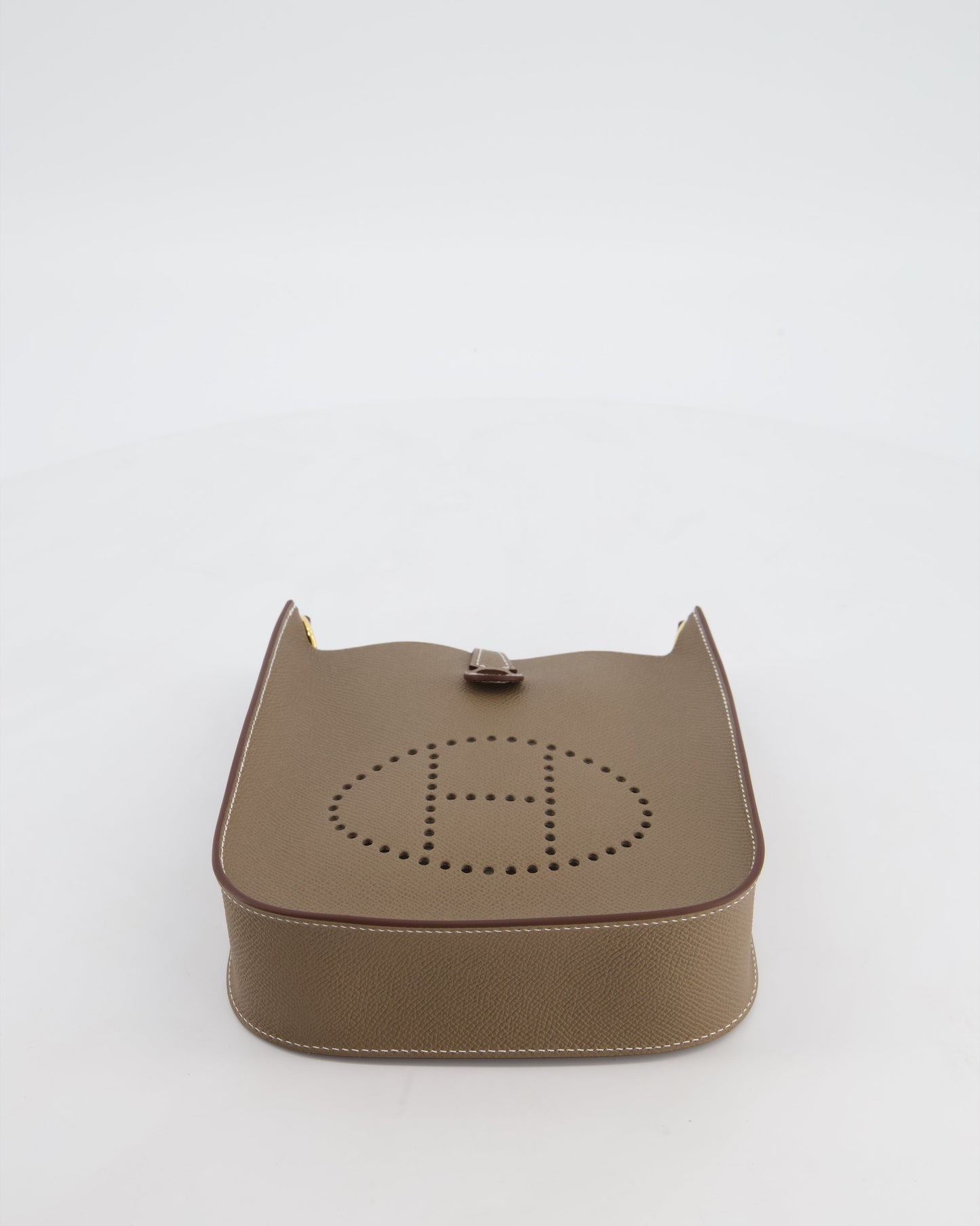 Hermes Mini Evelyne Sellier Bag in Etoupe Epsom Leather with Gold Hardware