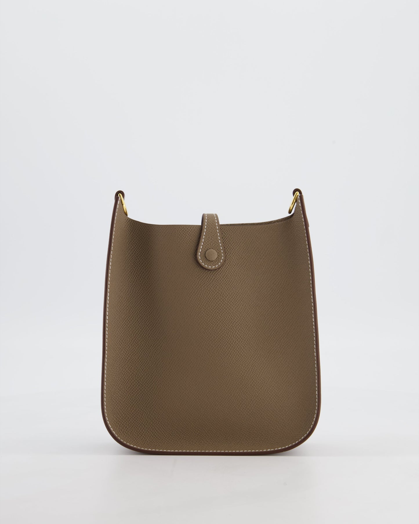 Hermes Mini Evelyne Sellier Bag in Etoupe Epsom Leather with Gold Hardware