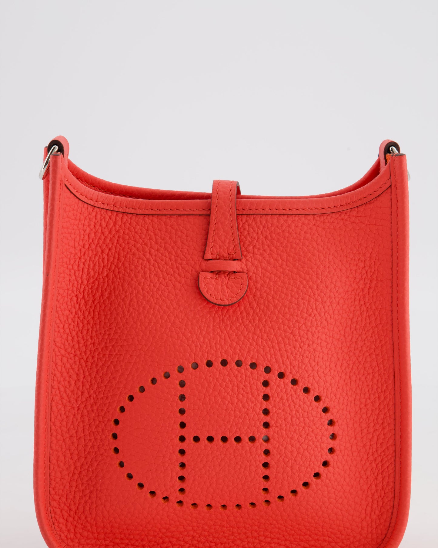 Hermes Mini Evelyne Bag in Rose Texas Clemence Leather with Palladium Hardware