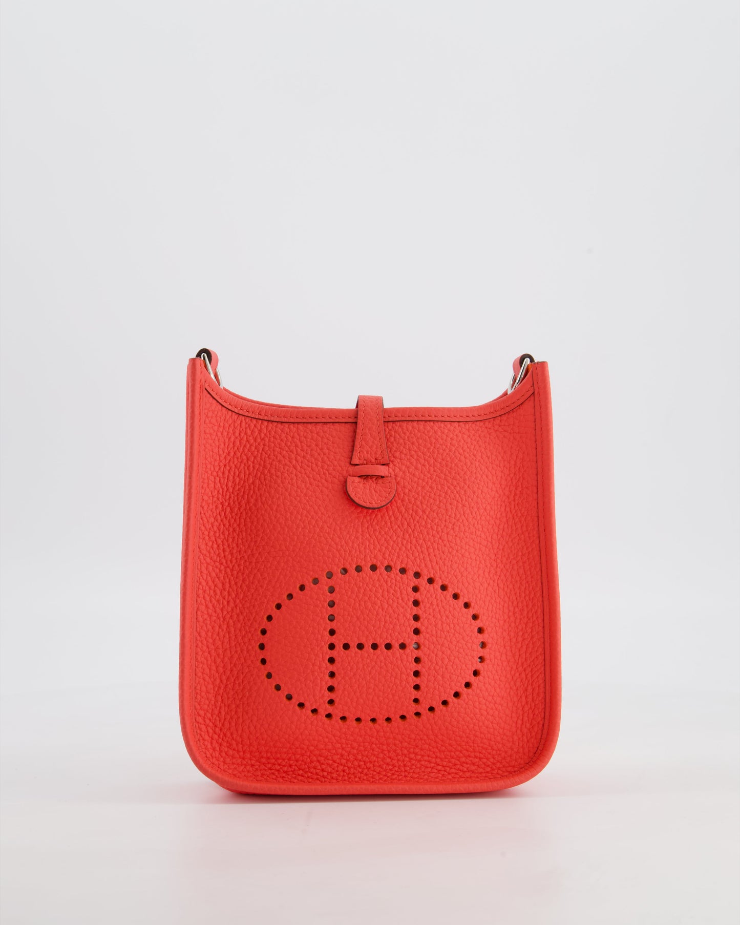 Hermes Mini Evelyne Bag in Rose Texas Clemence Leather with Palladium Hardware