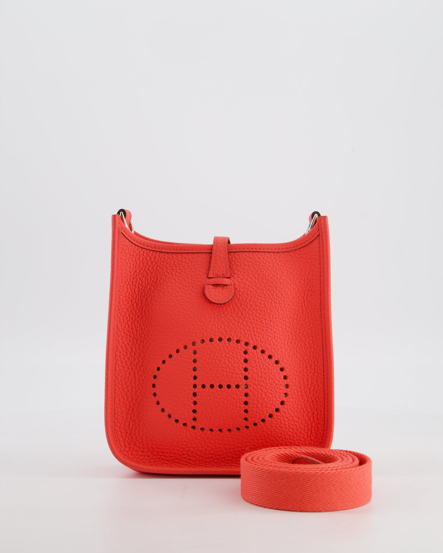 Hermes Mini Evelyne Bag in Rose Texas Clemence Leather with Palladium Hardware