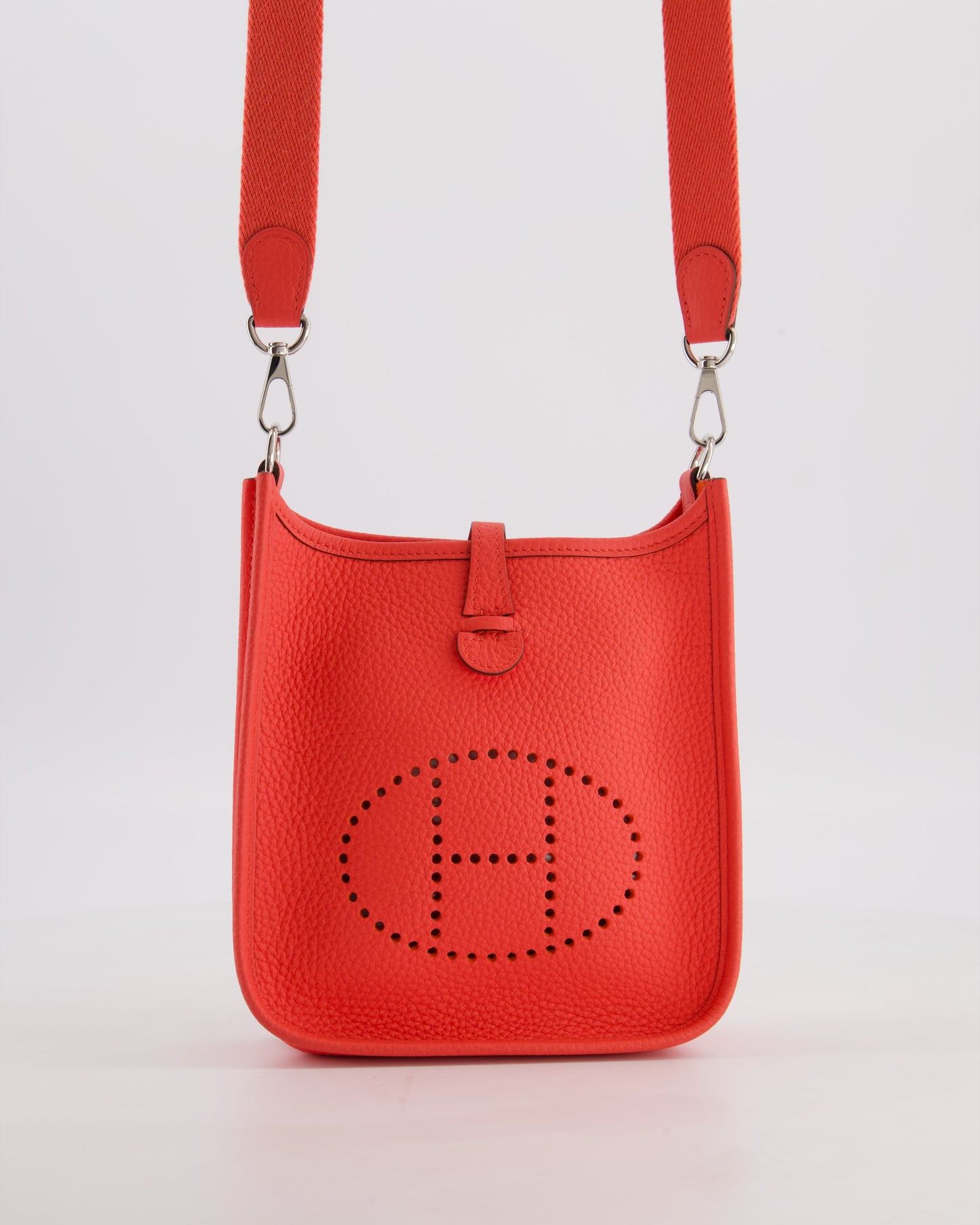 Hermes Mini Evelyne Bag in Rose Texas Clemence Leather with Palladium Hardware