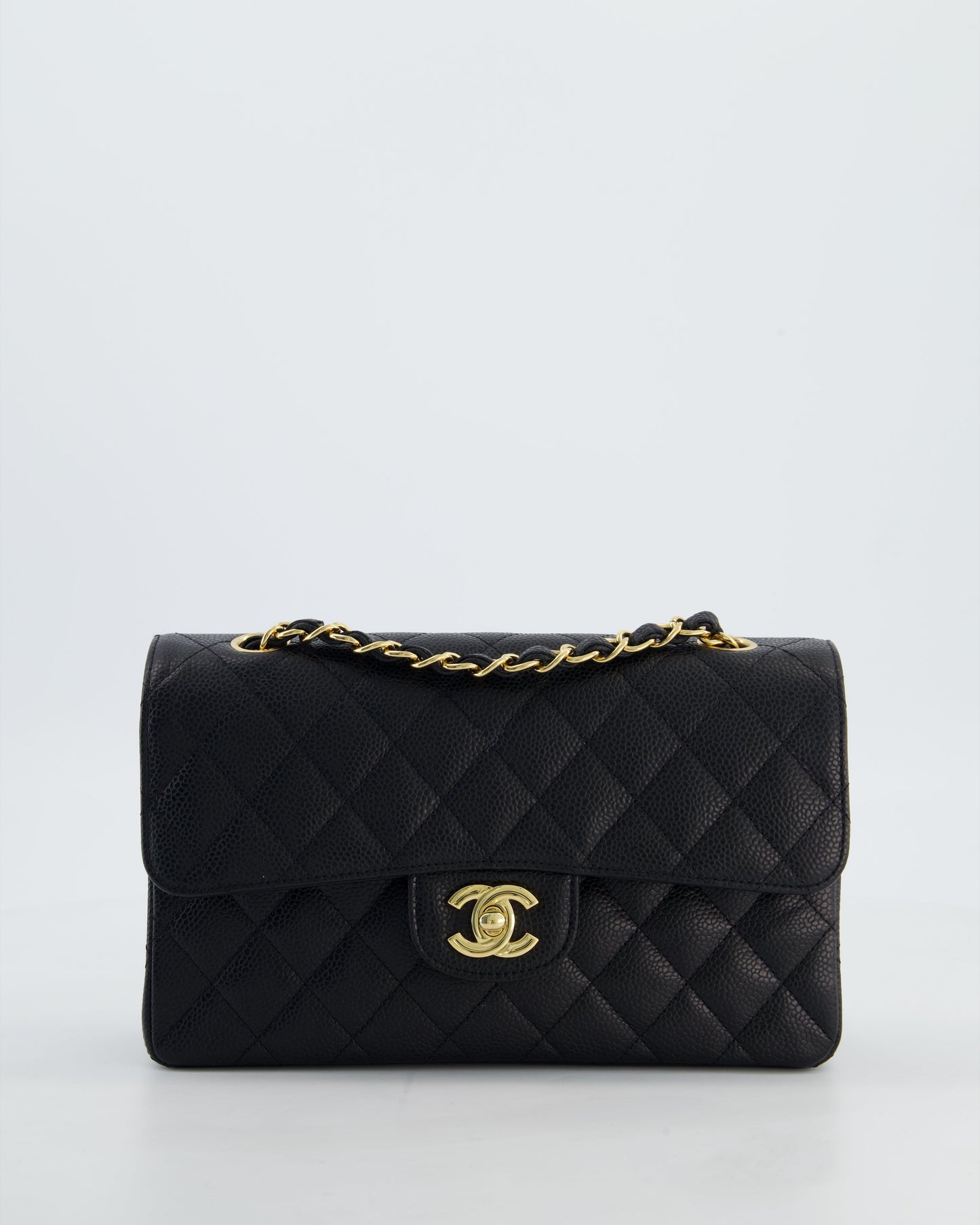 Chanel Black Small Classic Double Flap Bag in Caviar Leather with Gold Hardware