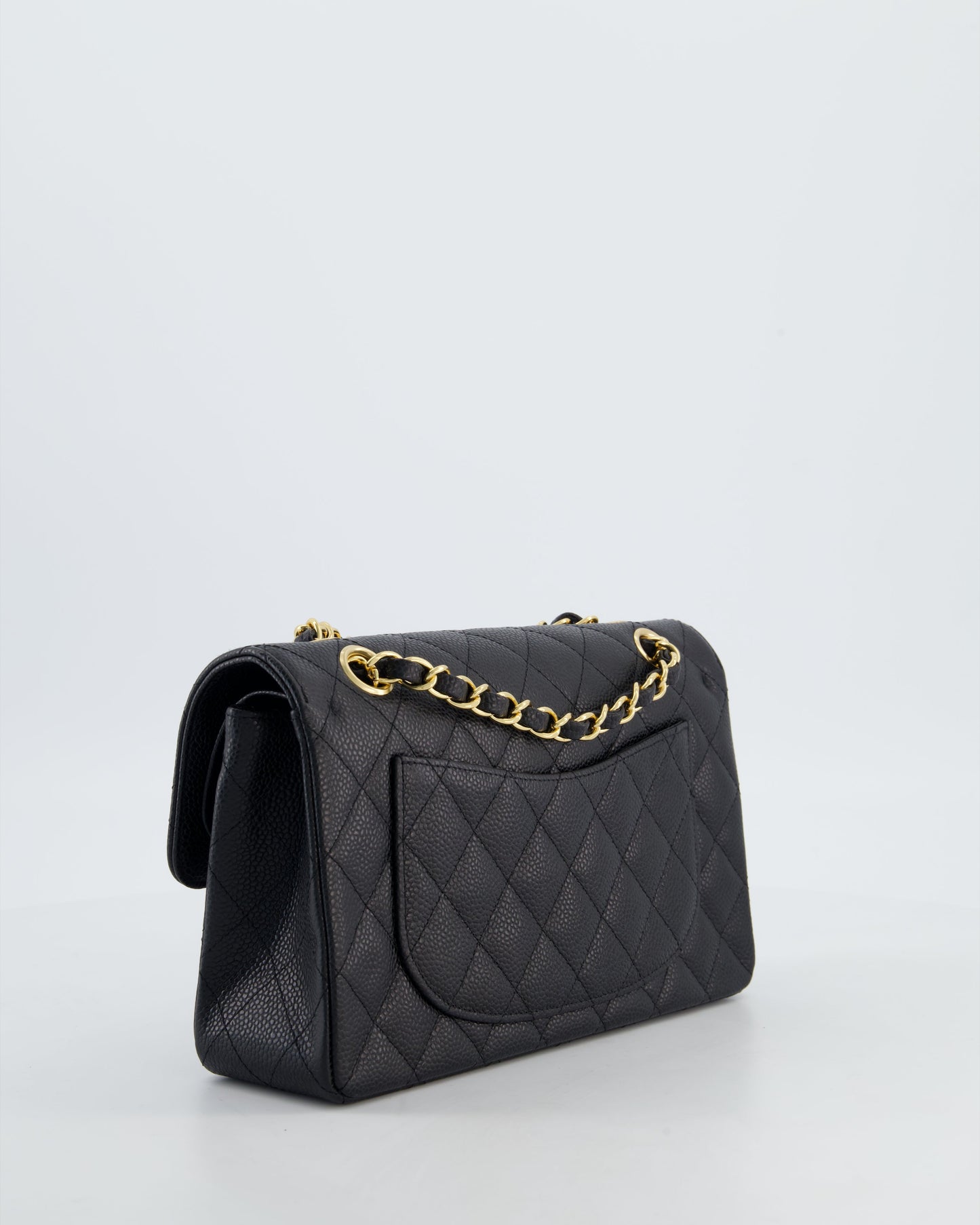 Chanel Black Small Classic Double Flap Bag in Caviar Leather with Gold Hardware