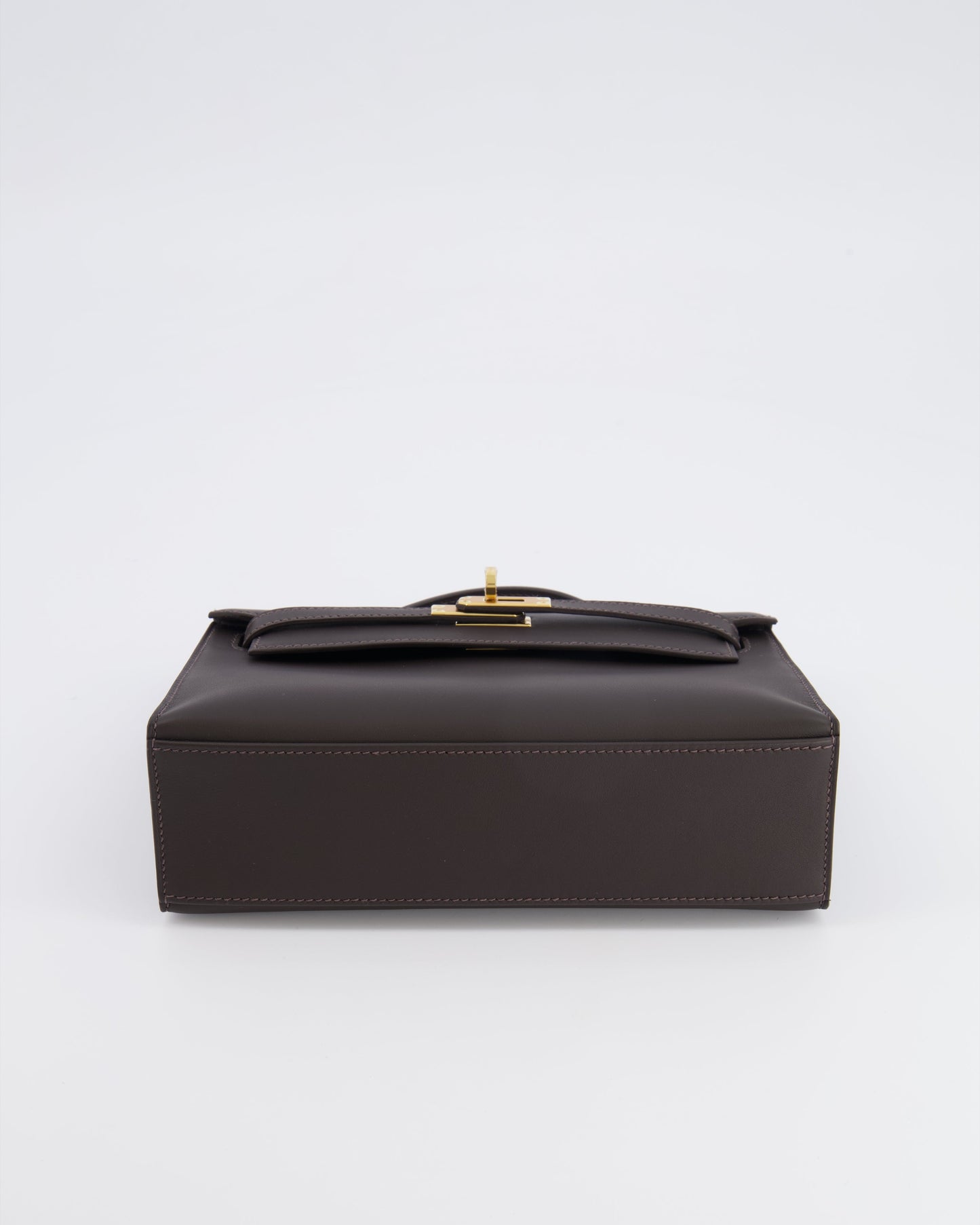 *RARE* Hermes Kelly Pochette Bag in Bai Brun Swift Leather with Gold Hardware