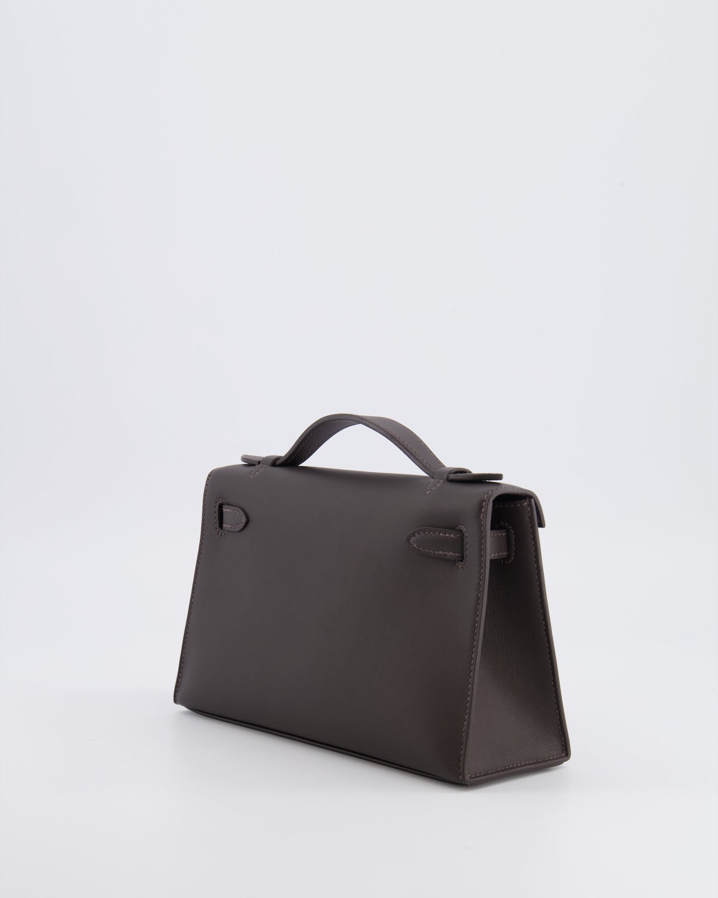 *RARE* Hermes Kelly Pochette Bag in Bai Brun Swift Leather with Gold Hardware