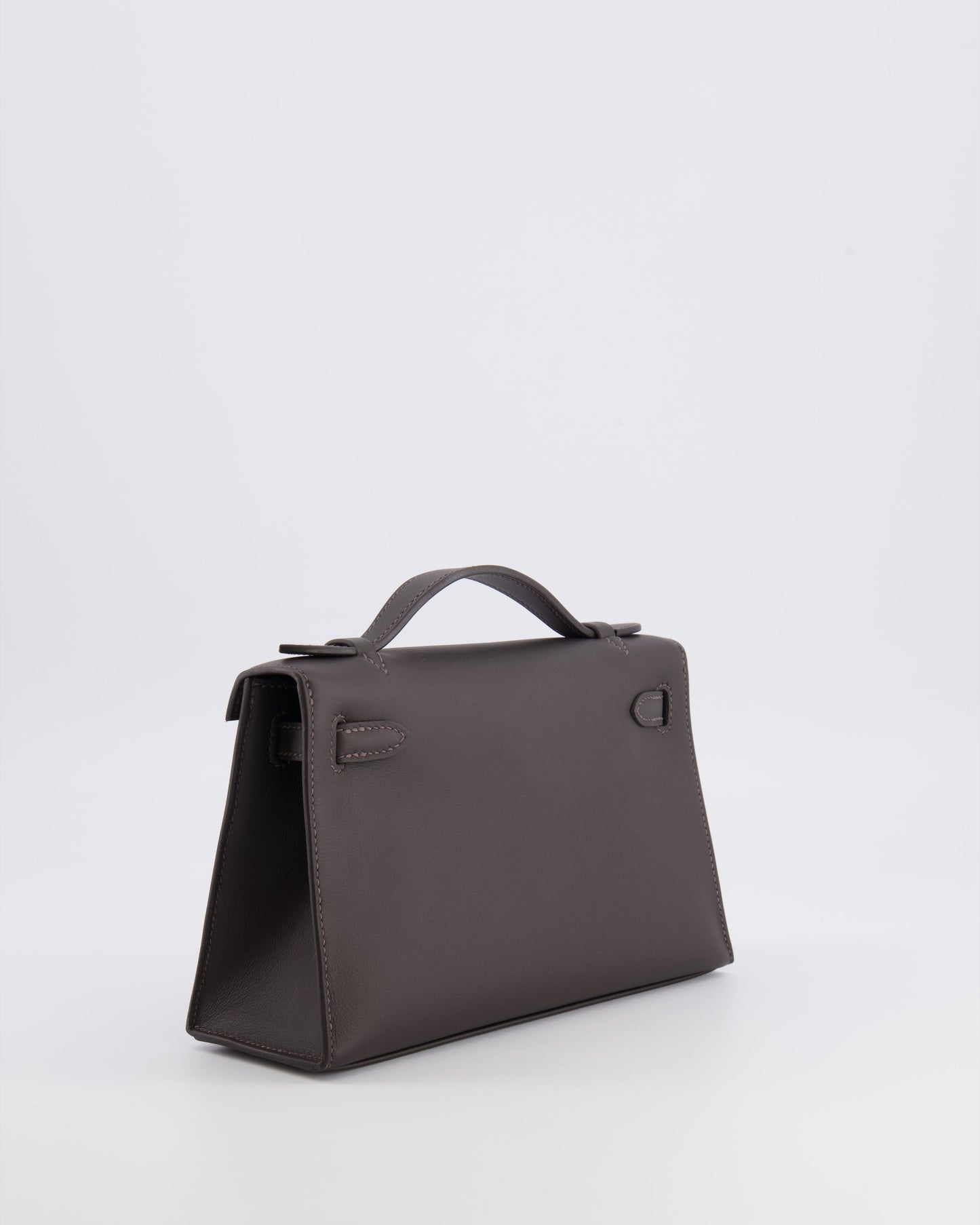 *RARE* Hermes Kelly Pochette Bag in Bai Brun Swift Leather with Gold Hardware