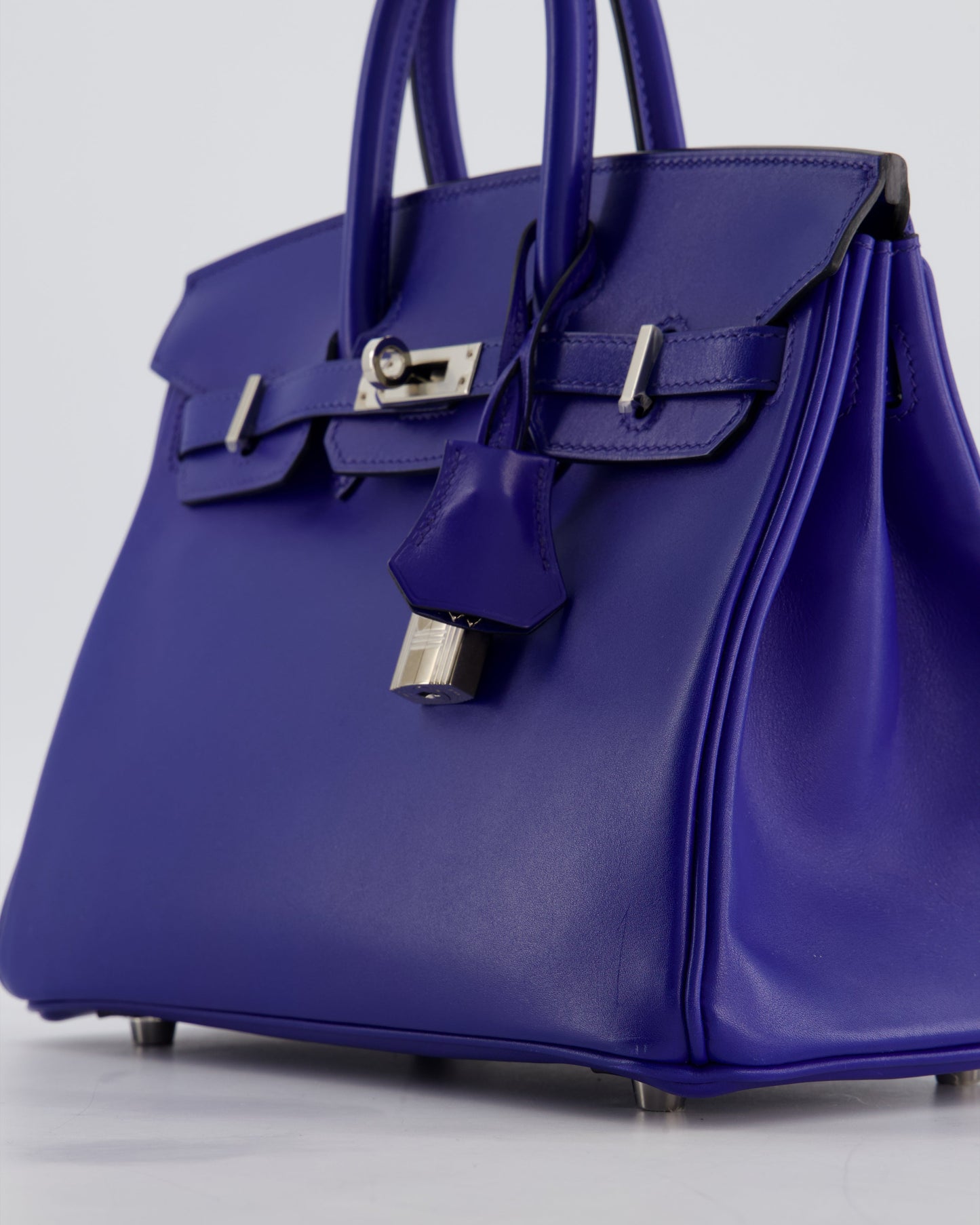 Hermes Birkin 25 Retourne Bag in Blue Electrique Tadelakt Leather with Palladium Hardware