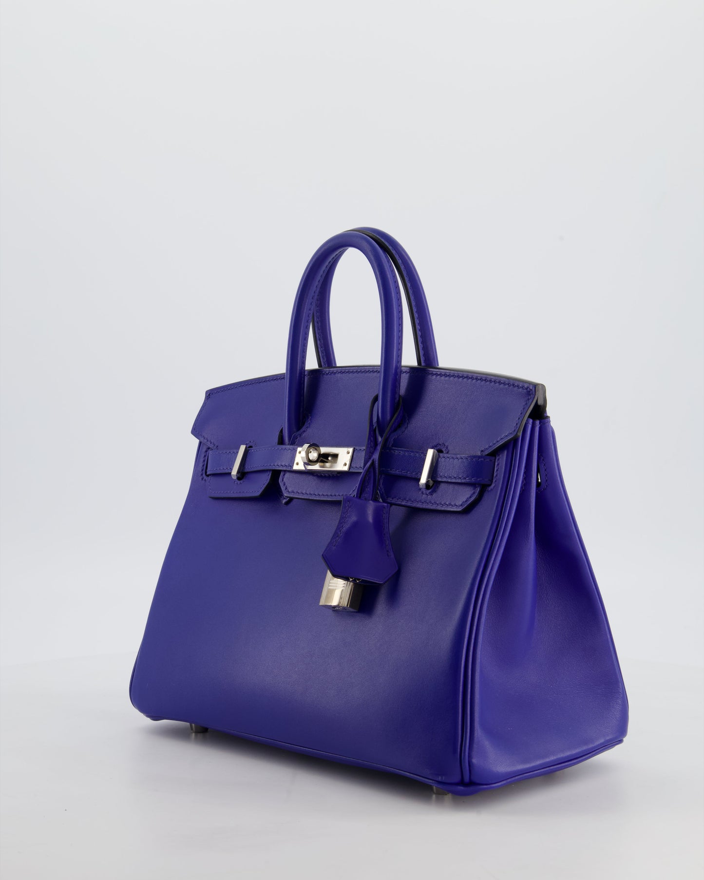 Hermes Birkin 25 Retourne Bag in Blue Electrique Tadelakt Leather with Palladium Hardware