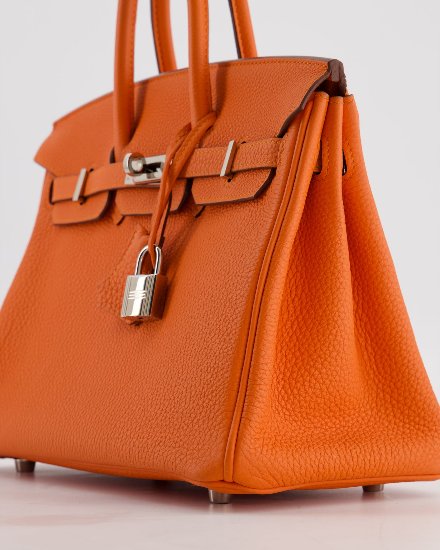 Hermes Birkin 25 Retourne Bag in Feu Togo Leather with Palladium Hardware