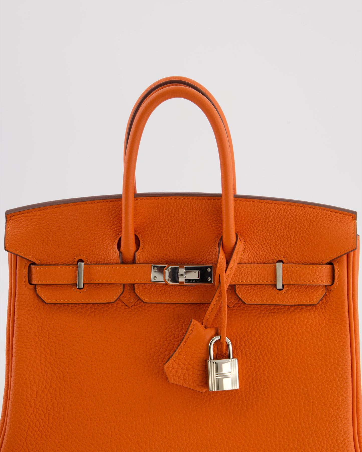 Hermes Birkin 25 Retourne Bag in Feu Togo Leather with Palladium Hardware