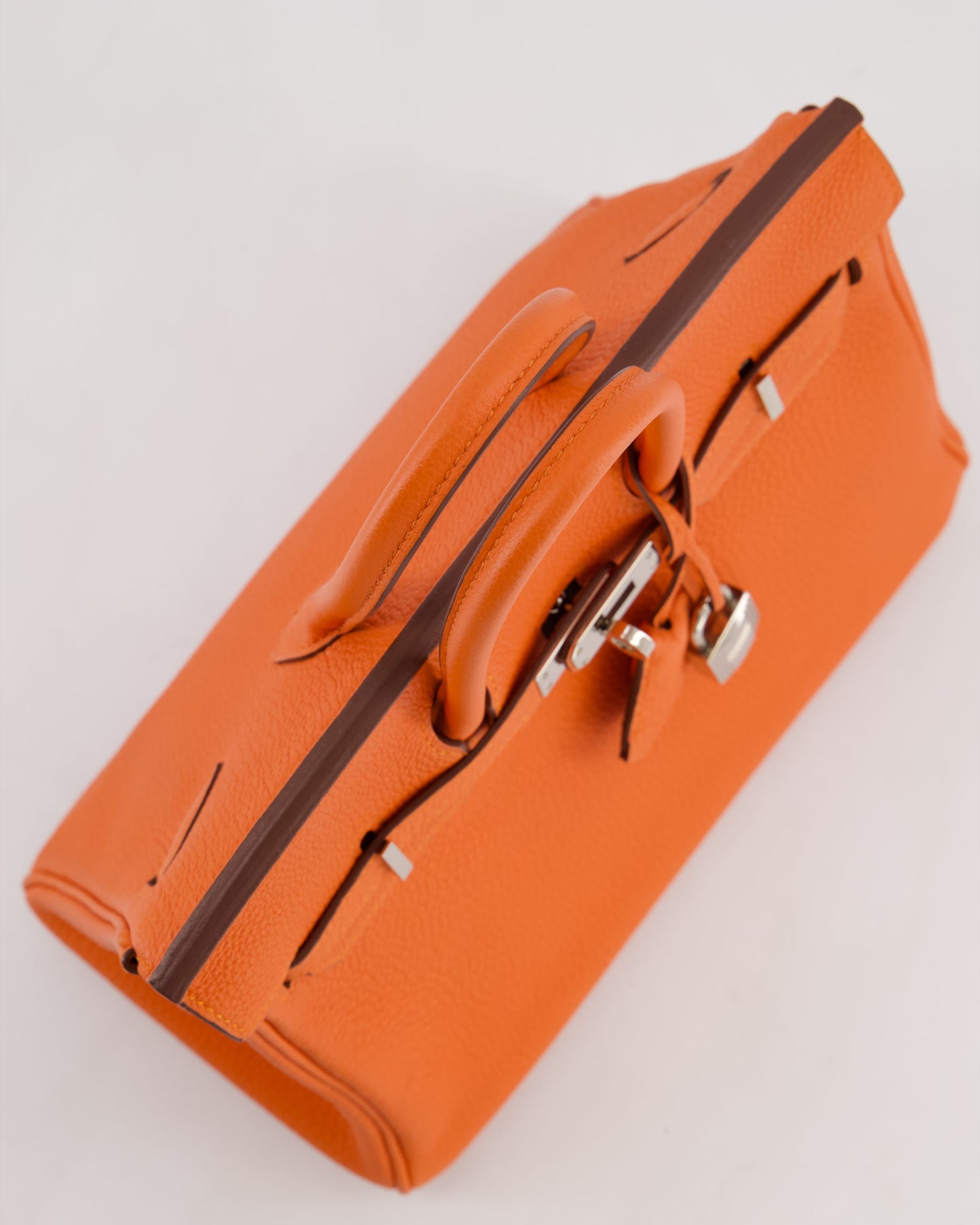 Hermes Birkin 25 Retourne Bag in Feu Togo Leather with Palladium Hardware