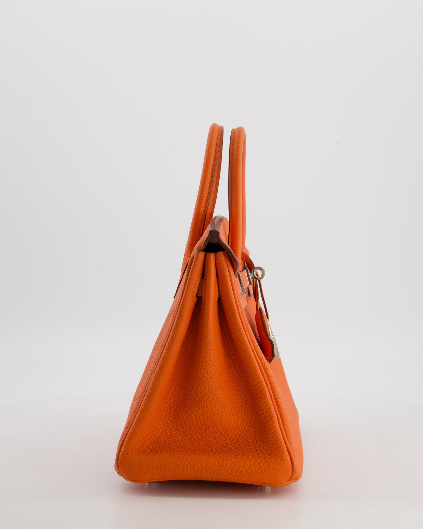 Hermes Birkin 25 Retourne Bag in Feu Togo Leather with Palladium Hardware