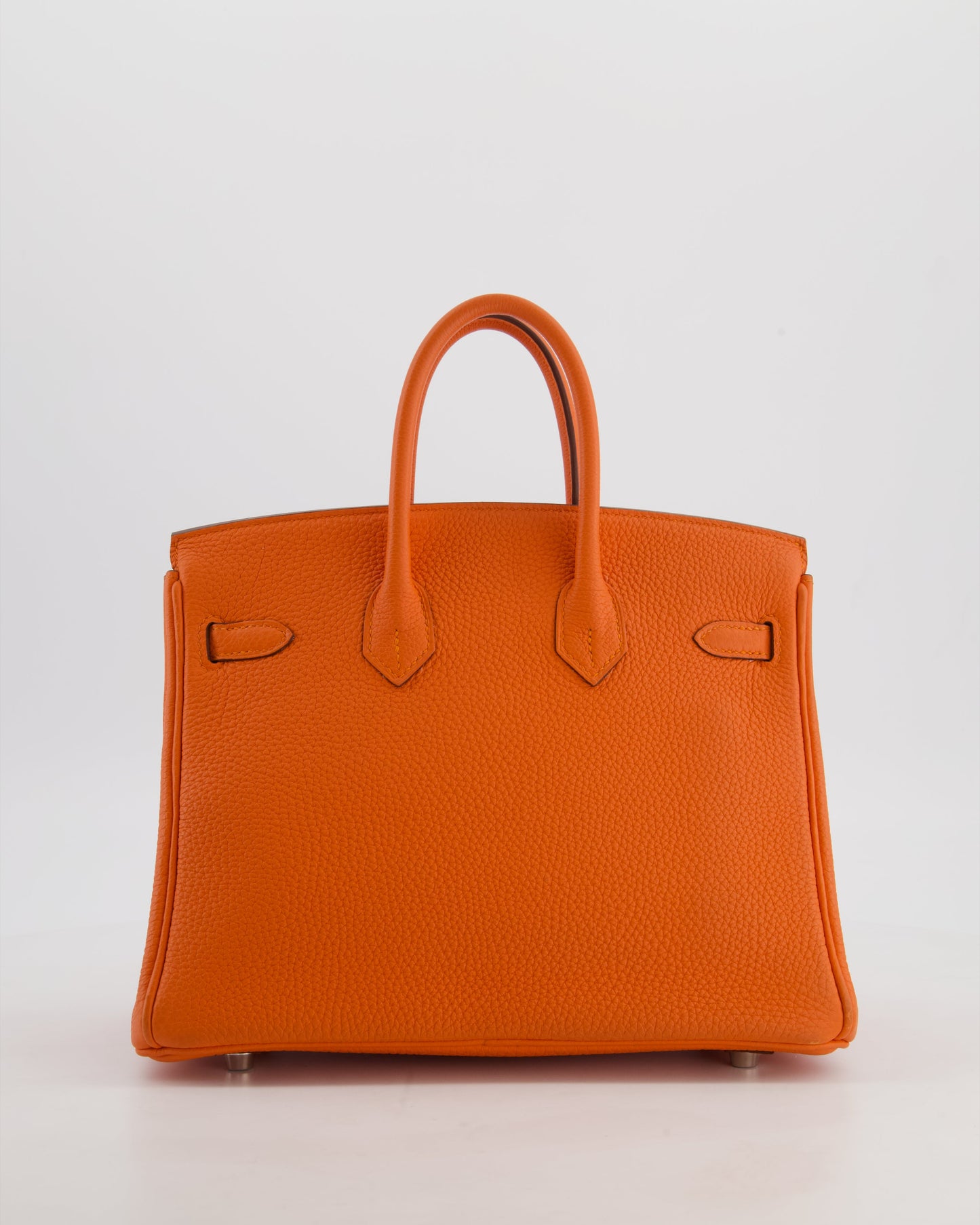 Hermes Birkin 25 Retourne Bag in Feu Togo Leather with Palladium Hardware