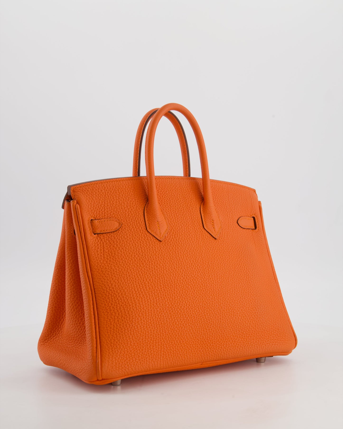 Hermes Birkin 25 Retourne Bag in Feu Togo Leather with Palladium Hardware