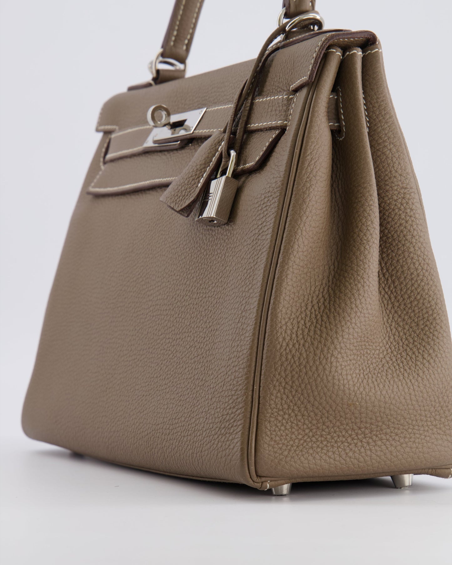 Hermes Kelly 28 Retourne Bag in Etoupe Togo Leather with Palladium Hardware