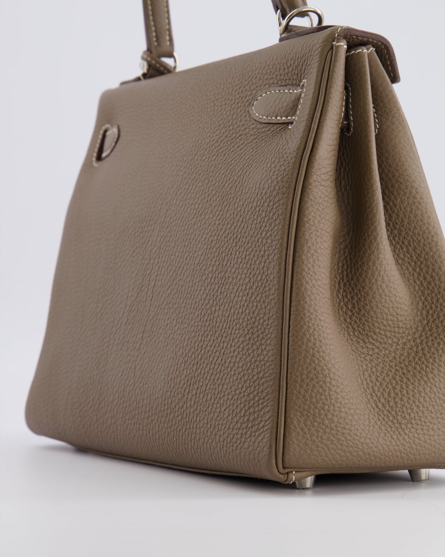 Hermes Kelly 28 Retourne Bag in Etoupe Togo Leather with Palladium Hardware