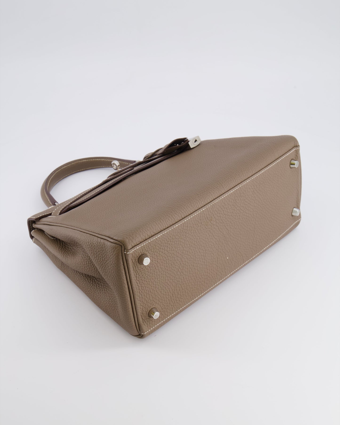 Hermes Kelly 28 Retourne Bag in Etoupe Togo Leather with Palladium Hardware