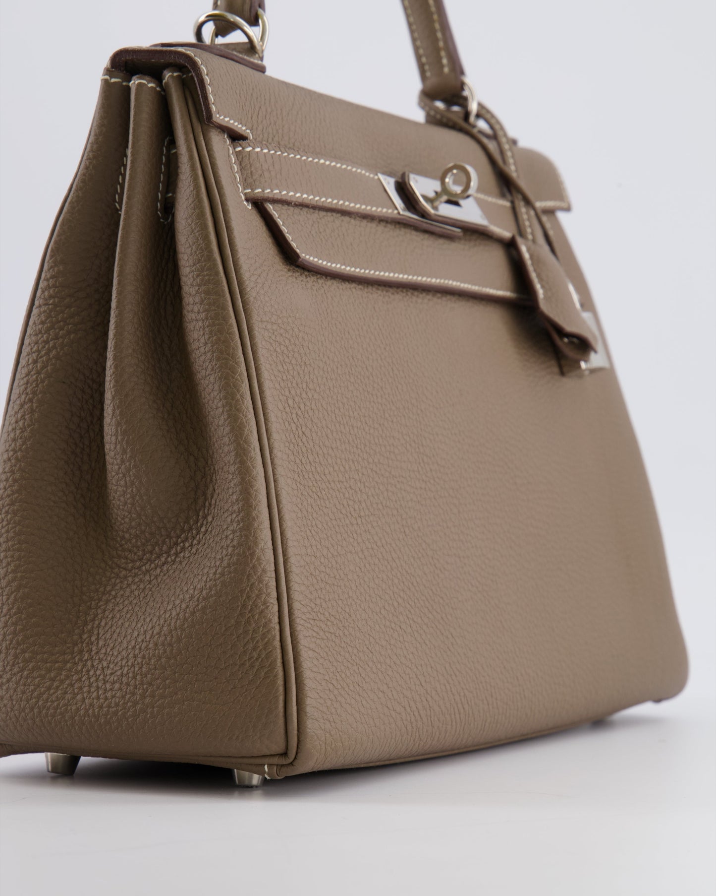 Hermes Kelly 28 Retourne Bag in Etoupe Togo Leather with Palladium Hardware
