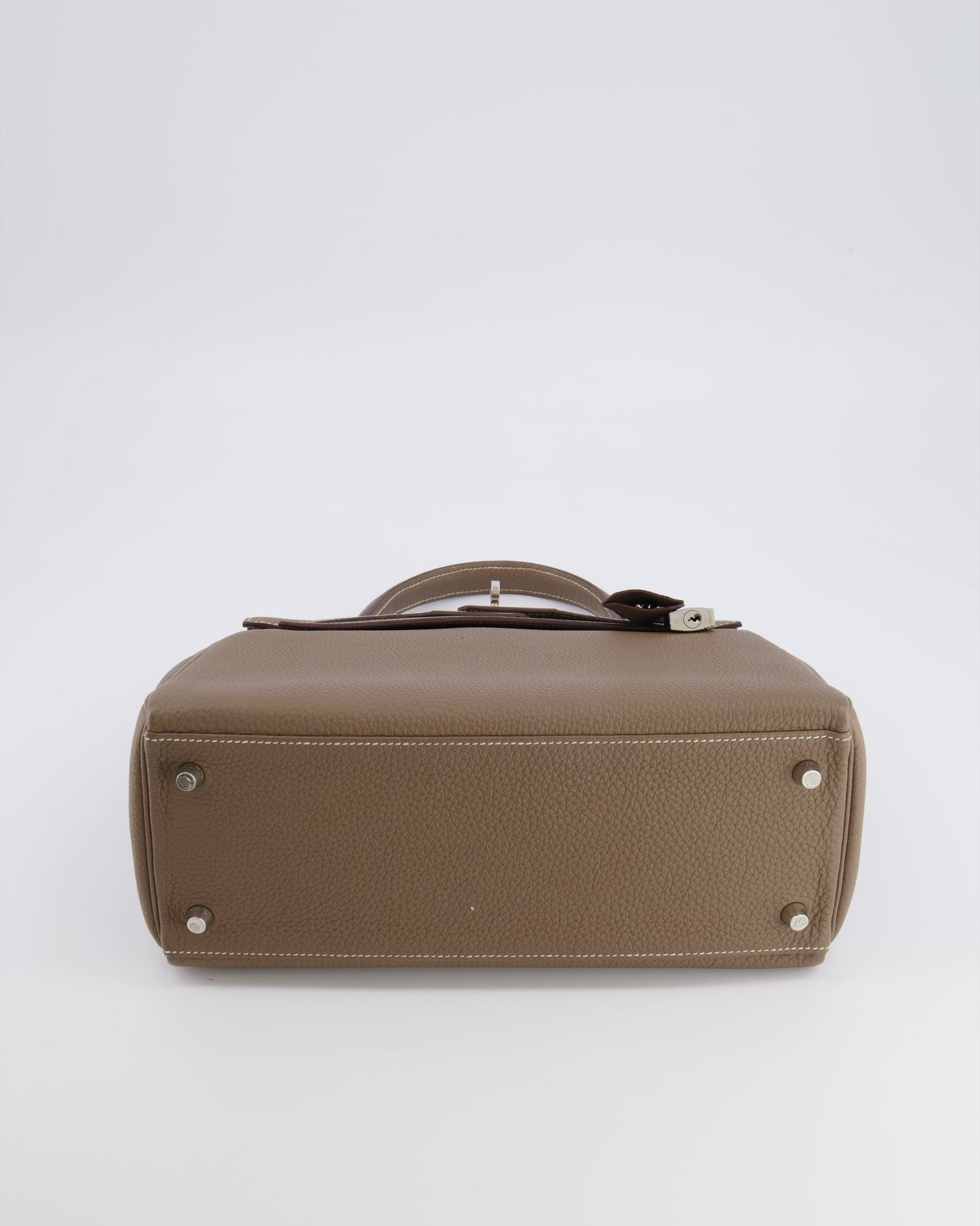 Hermes Kelly 28 Retourne Bag in Etoupe Togo Leather with Palladium Hardware