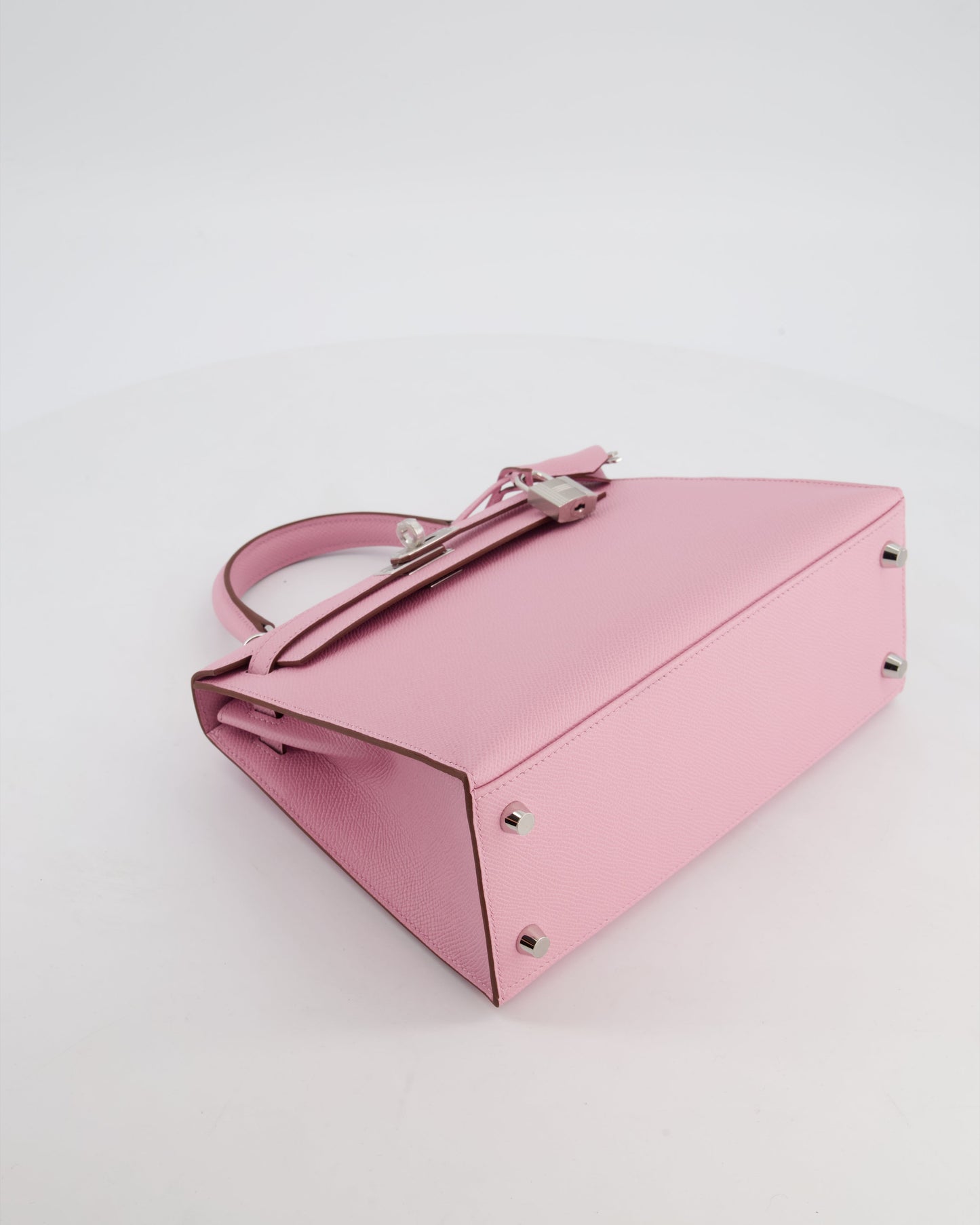 *SUPER HOT & RARE* Hermes Kelly 25 Sellier Bag in Mauve Sylvestre Epsom Leather with Palladium Hardware