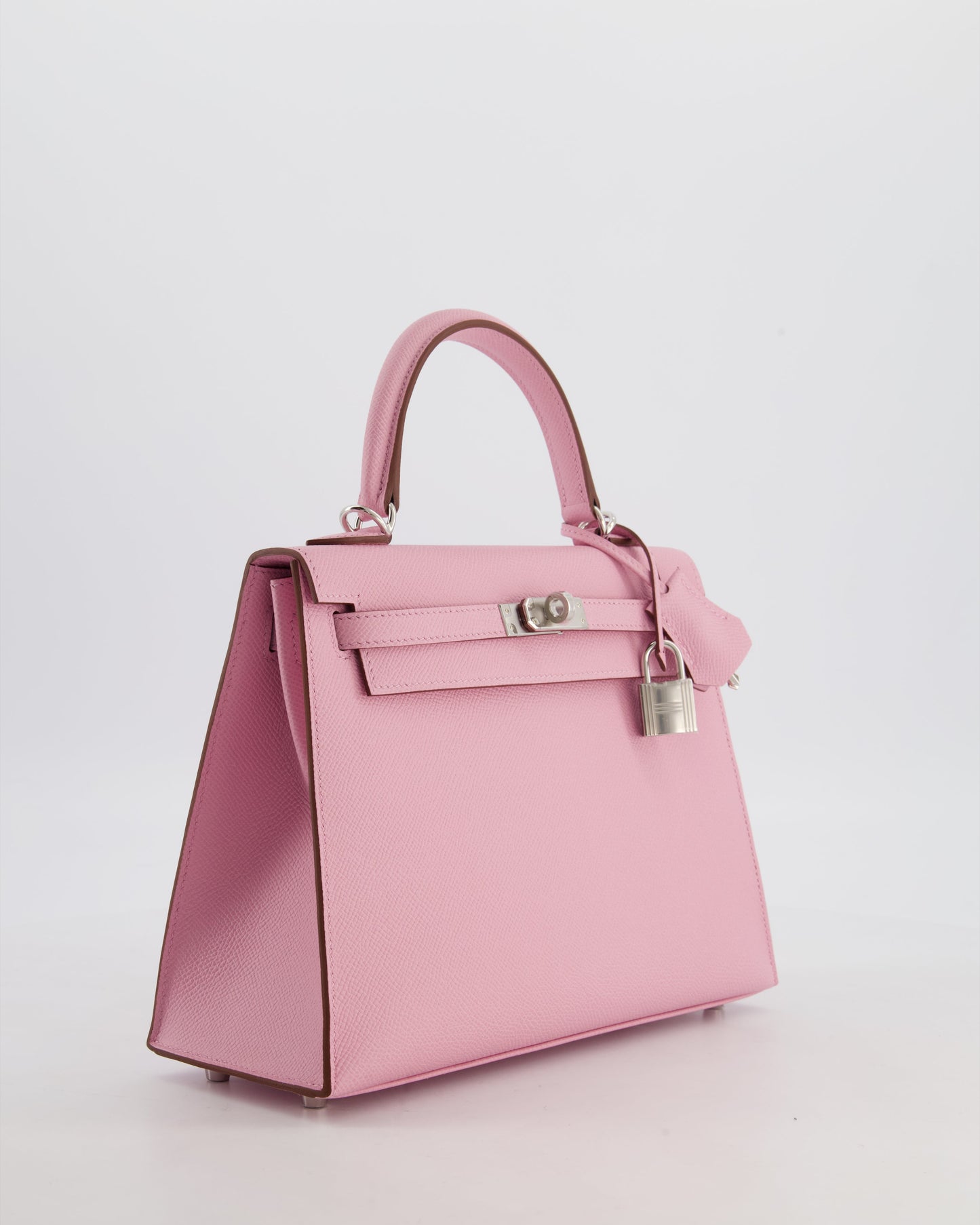 *SUPER HOT & RARE* Hermes Kelly 25 Sellier Bag in Mauve Sylvestre Epsom Leather with Palladium Hardware