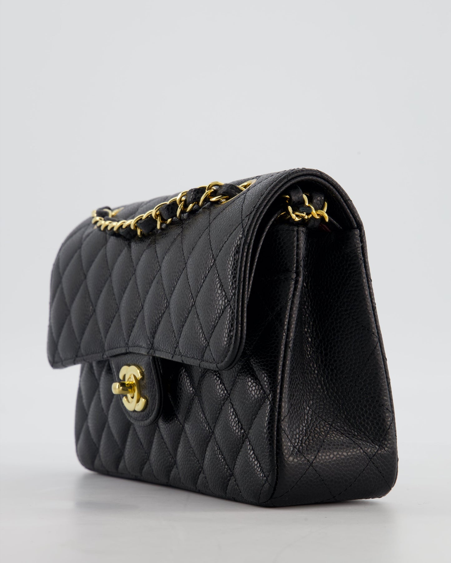 Chanel Black Small Classic Double Flap Bag in Caviar Leather with Gold Hardware