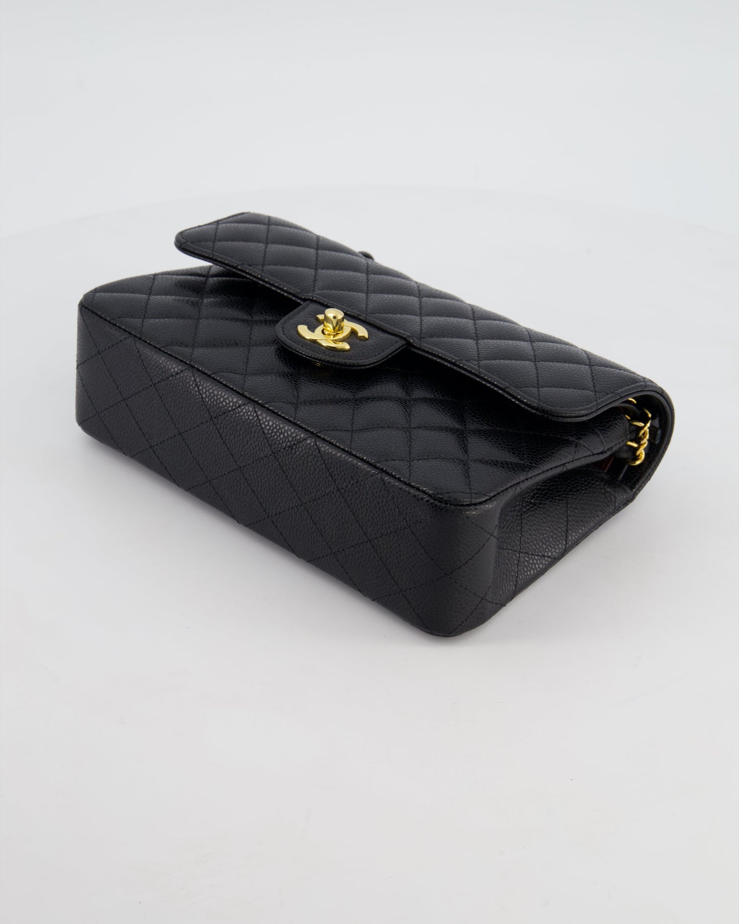 Chanel Black Small Classic Double Flap Bag in Caviar Leather with Gold Hardware
