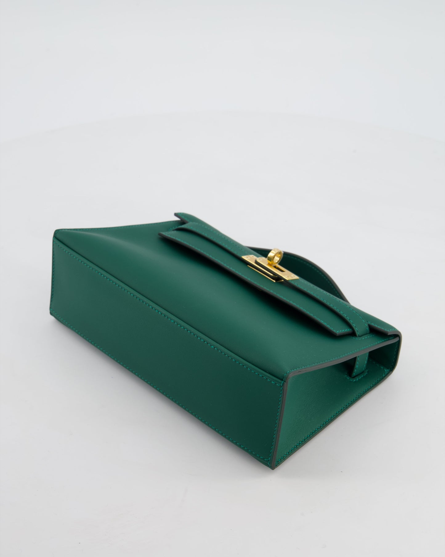 *RARE* Hermes Mini Kelly Pochette Bag in Vert Moyen Swift Leather with Gold Hardware